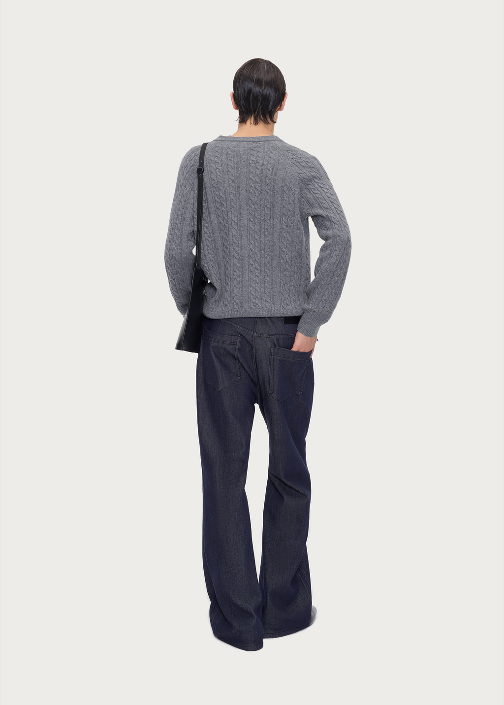 100% Wool Cable-Knit V-Neck Sweater