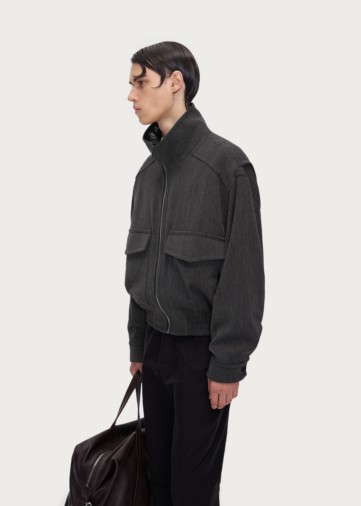 Wool-Blend Textured Zip Jacket