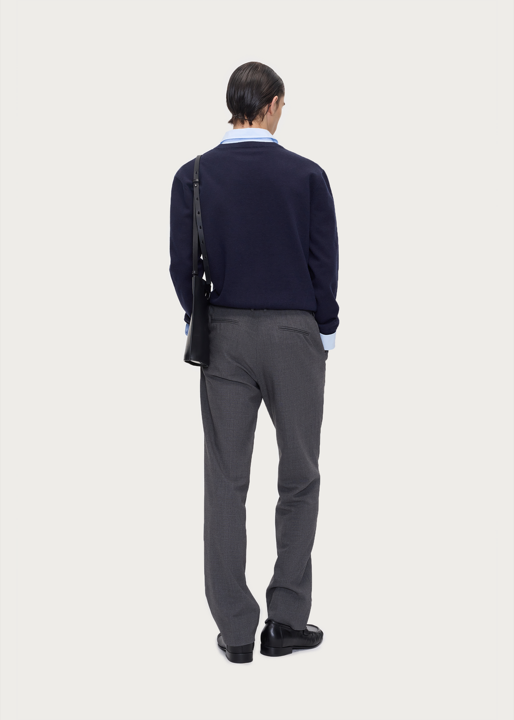 Layered Polo-Collar Knit Sweater Navy / Light Blue