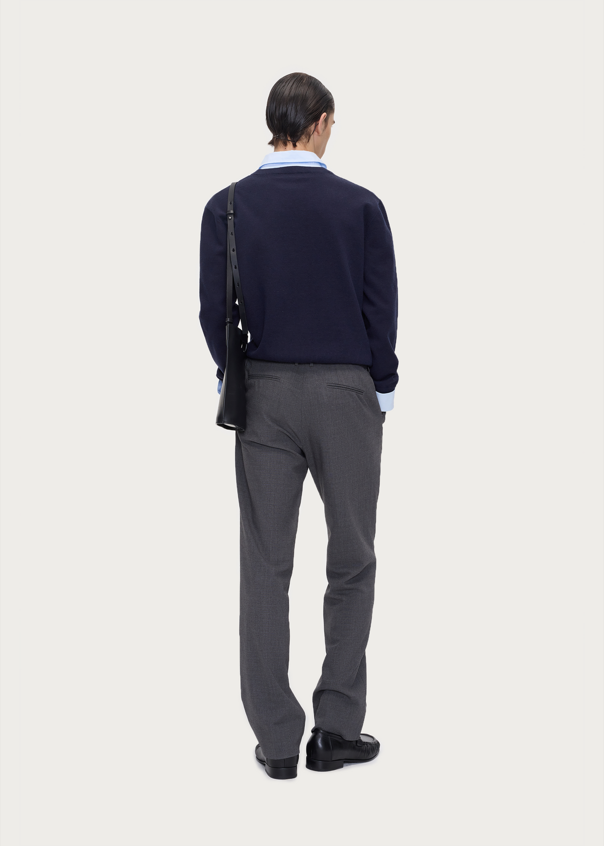 Layered Polo-Collar Knit Sweater Navy / Light Blue