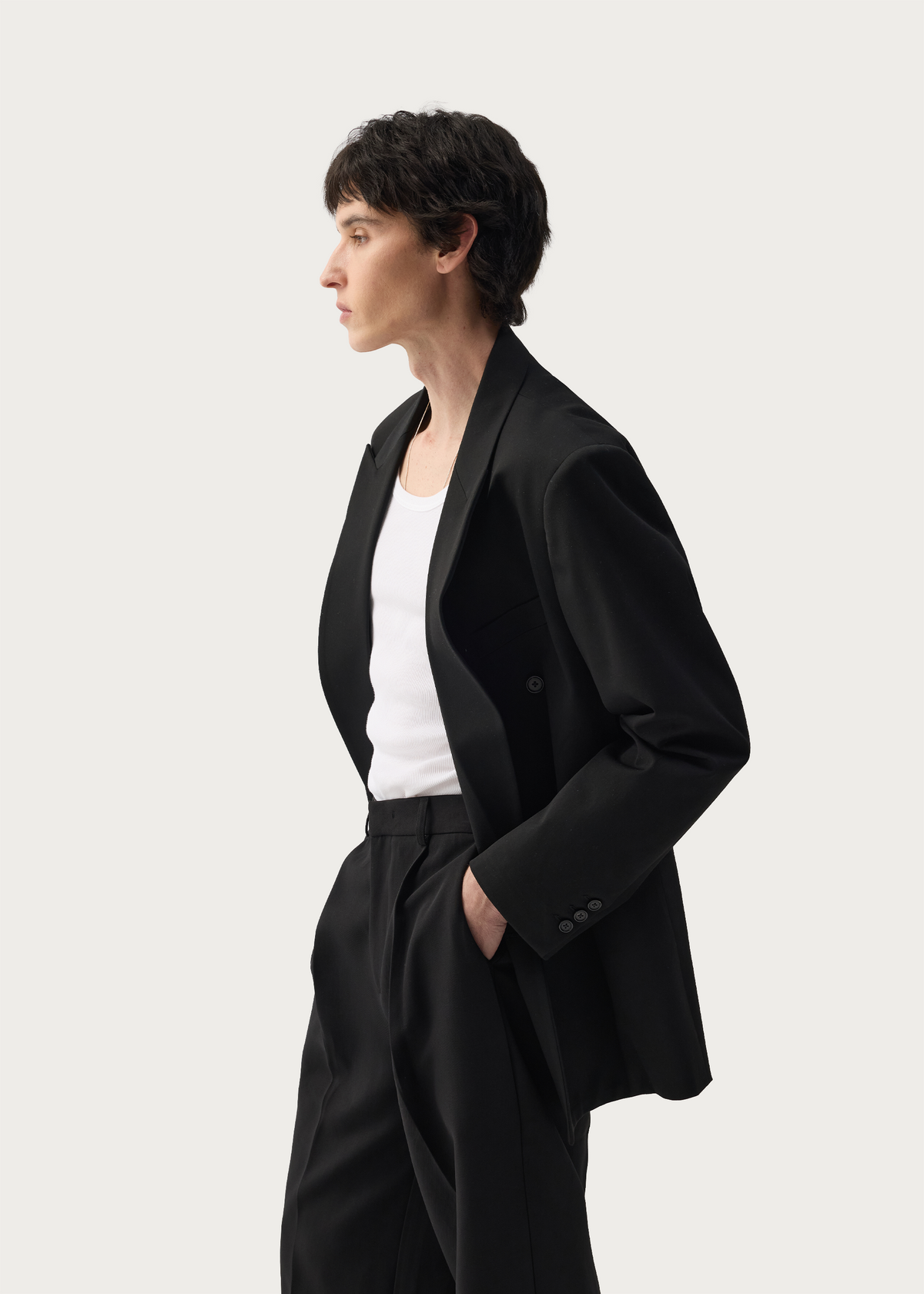 Notch Lapel Suit Blazer Black