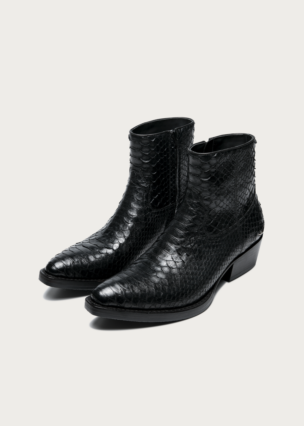 Ashen Python Leather Ankle Boots