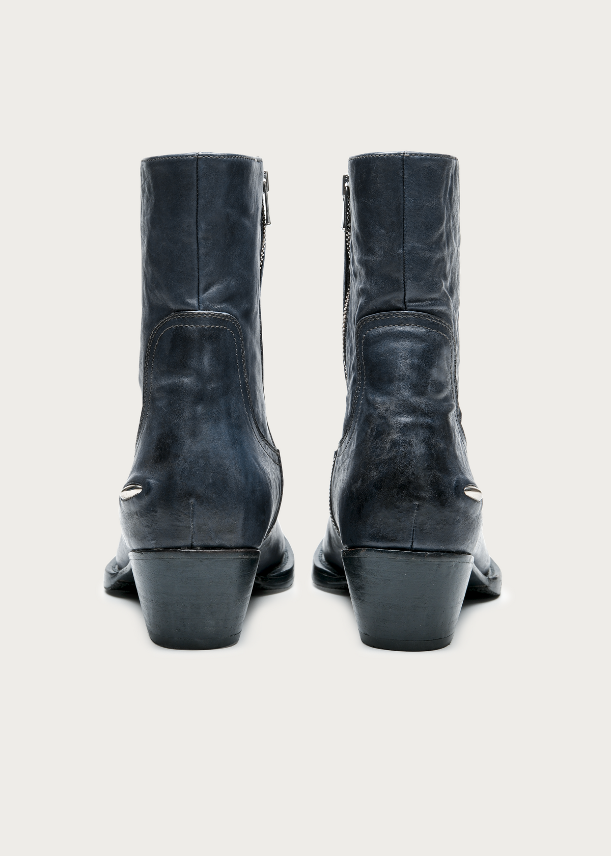 Ashen II Leather Boots Gray-Blue