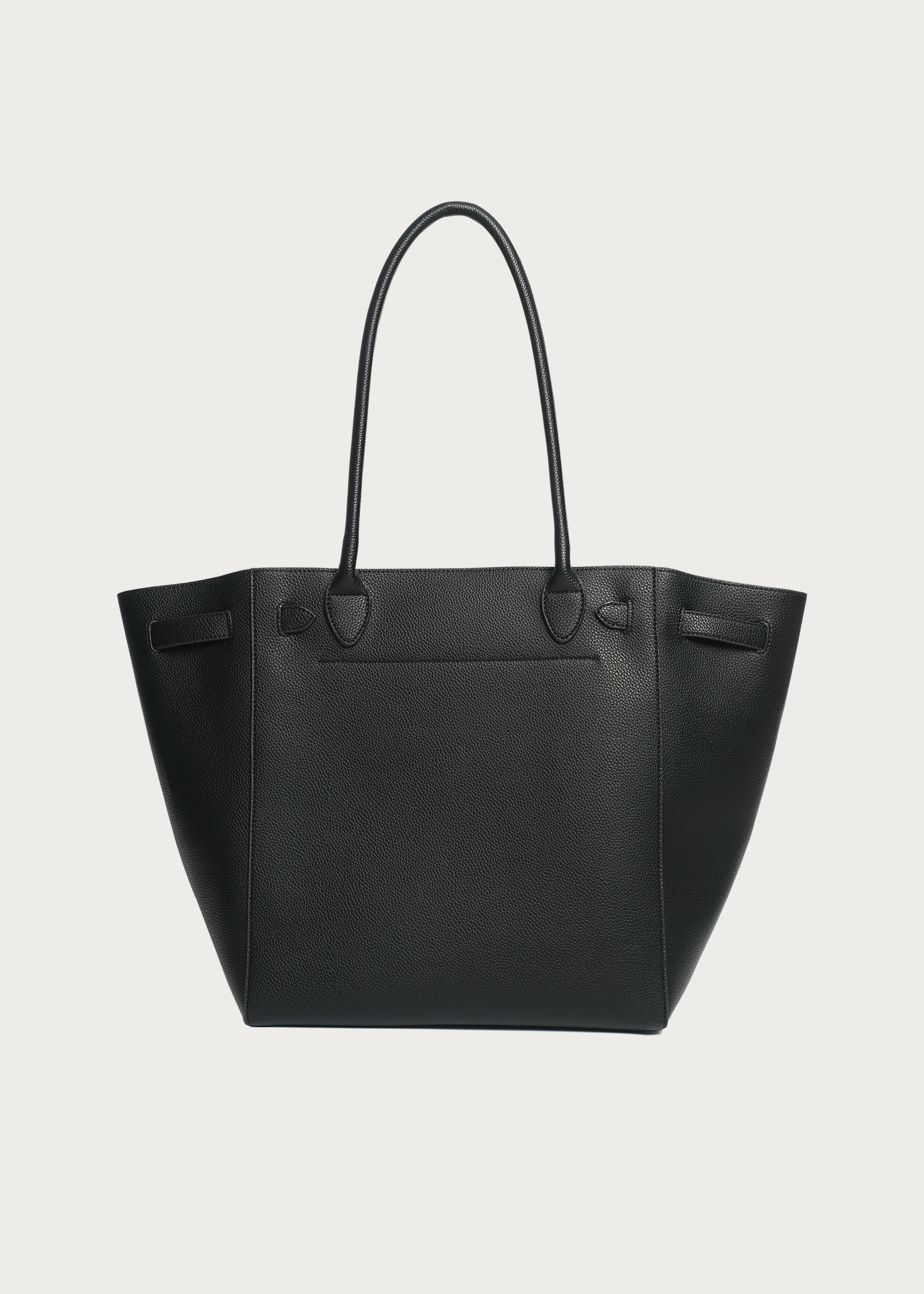 Lychee-Grain Microfiber Leather Large-Capacity Tote Bag Black