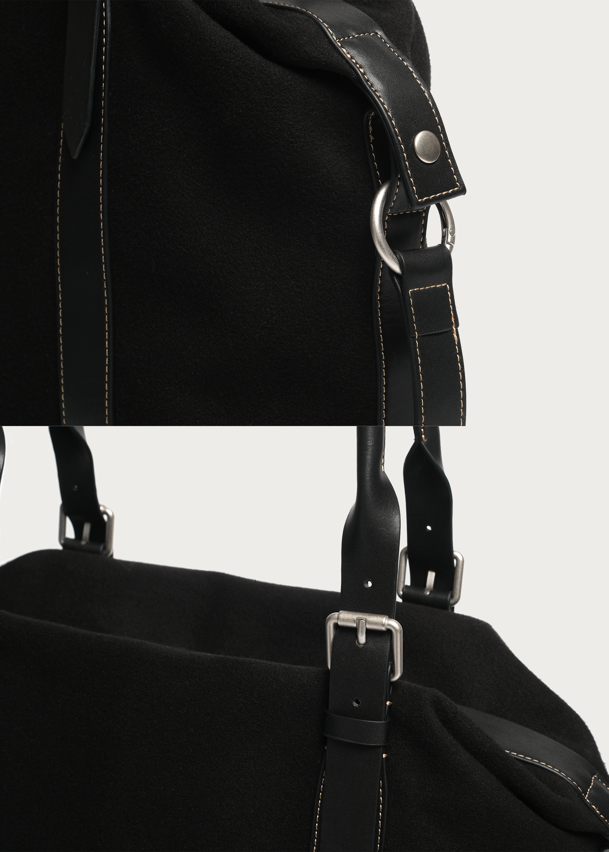 Suede and Leather Patchwork Shoulder/Crossbody Bag