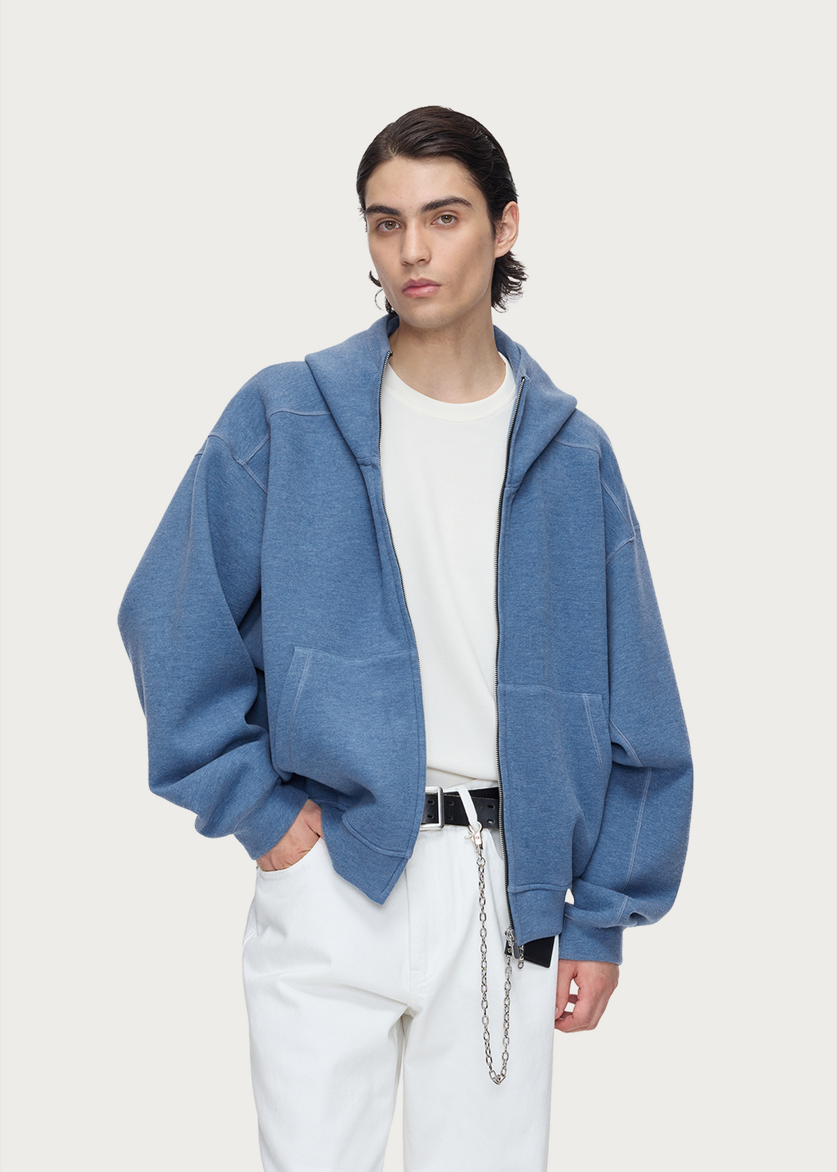 Heavyweight Wool-Blend Hoodie Blue