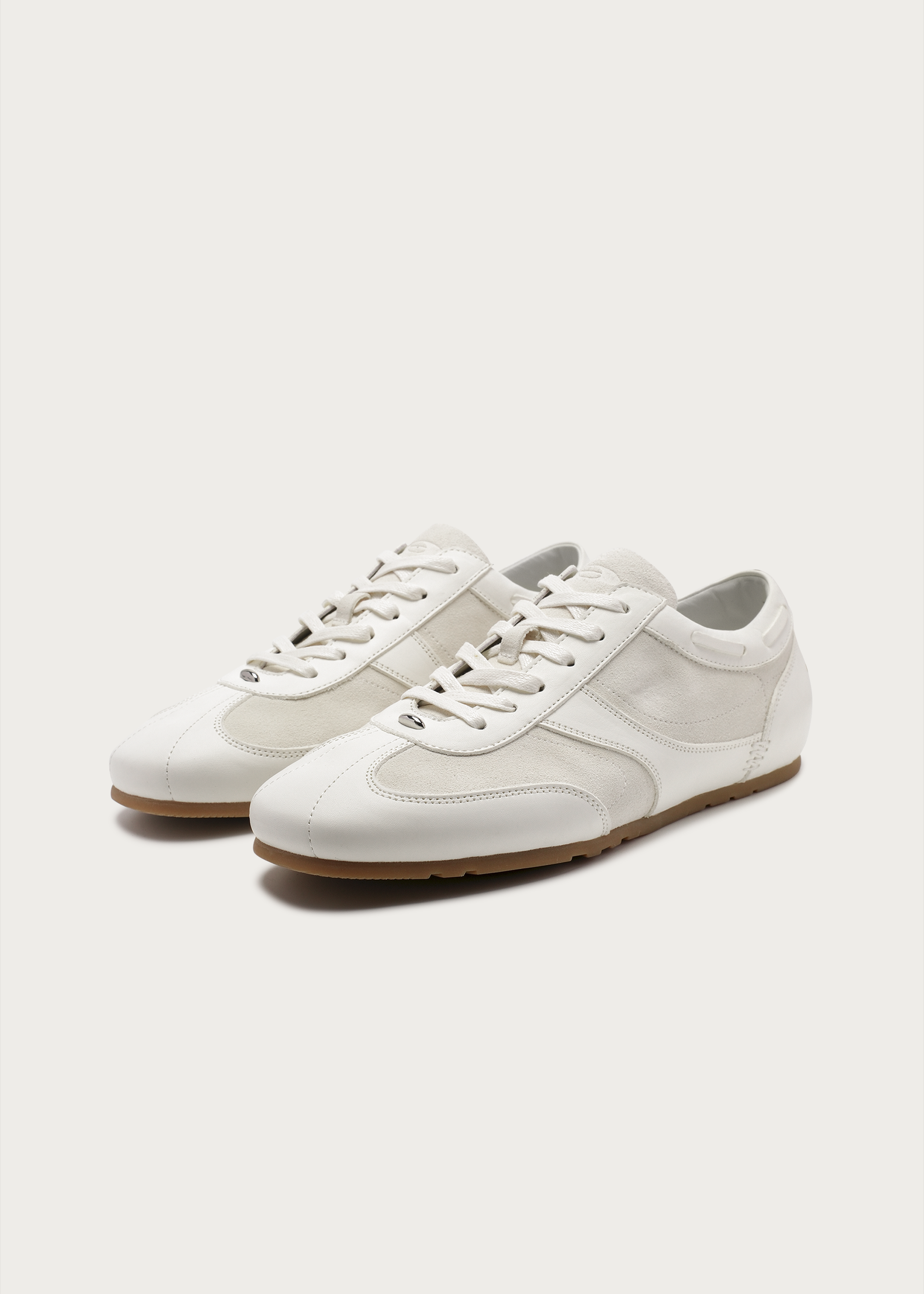 Metal-Embellished Sneakers White