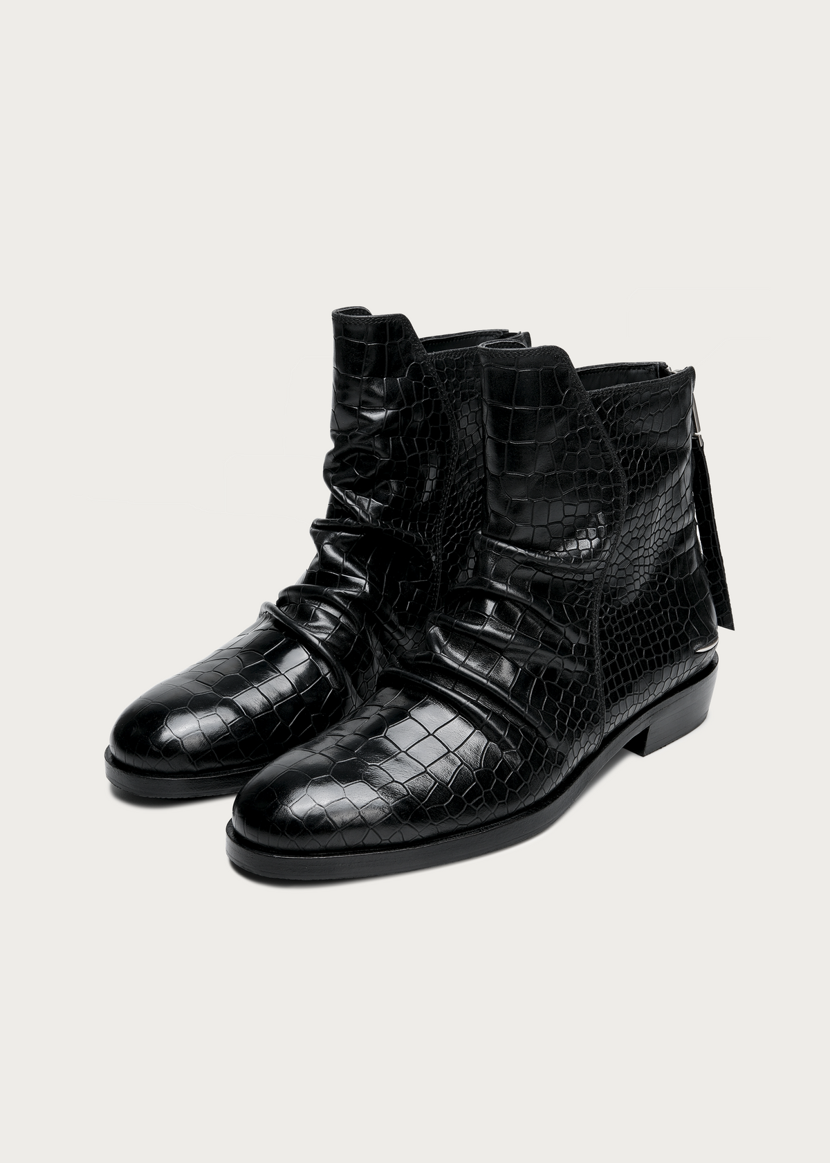 Riven II Crocodile-embossed Leather Ankle boots