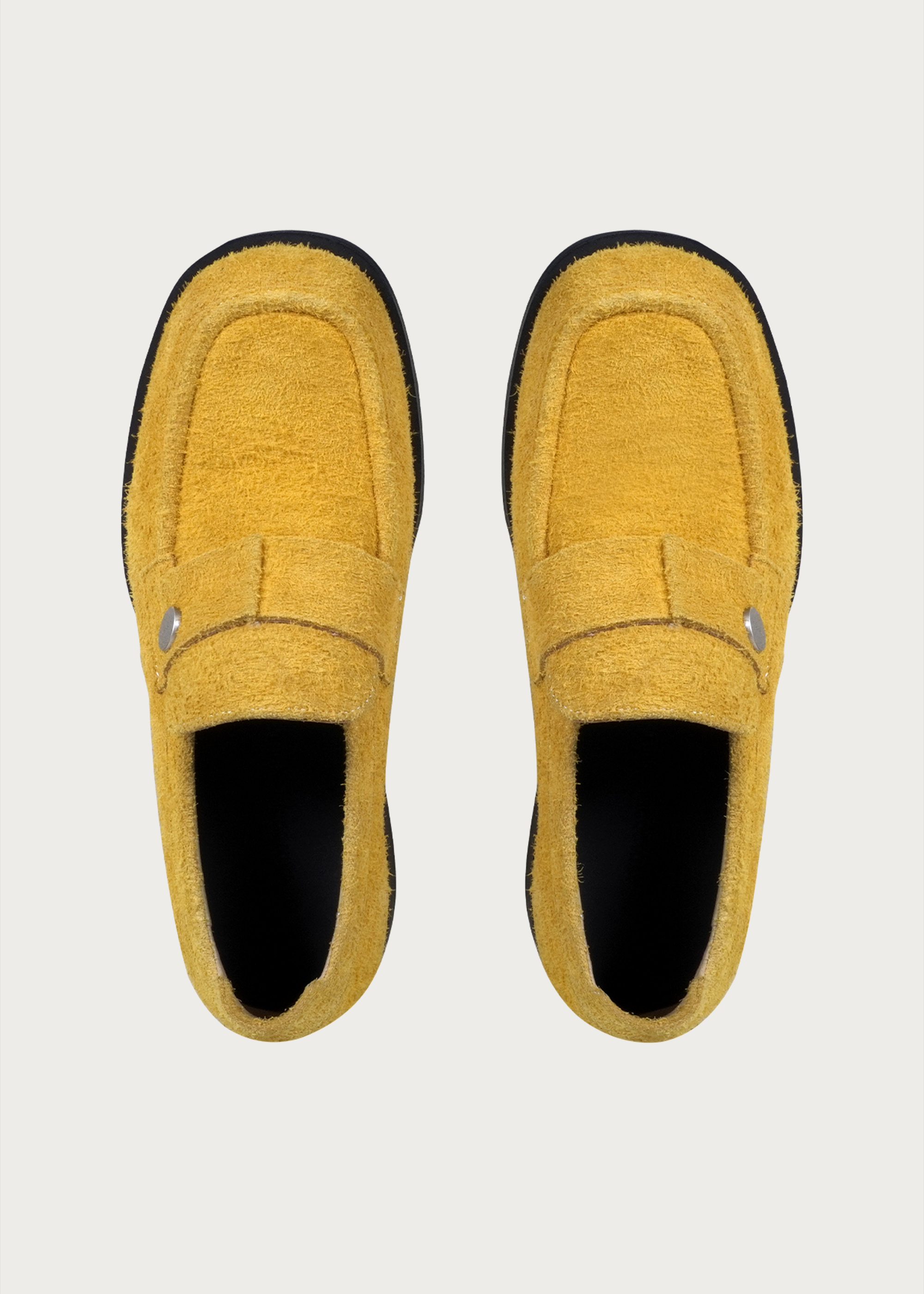 Button Suede Loafers Yellow
