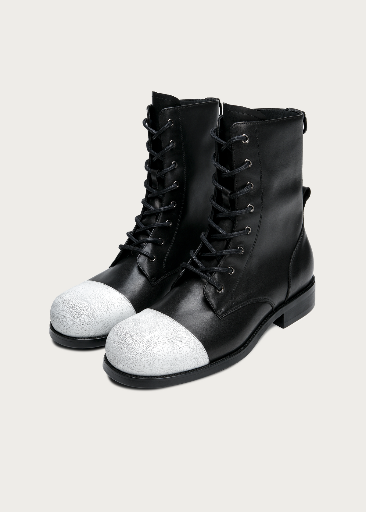 Varek Contrast-Toe Leather Lace-Up Boots