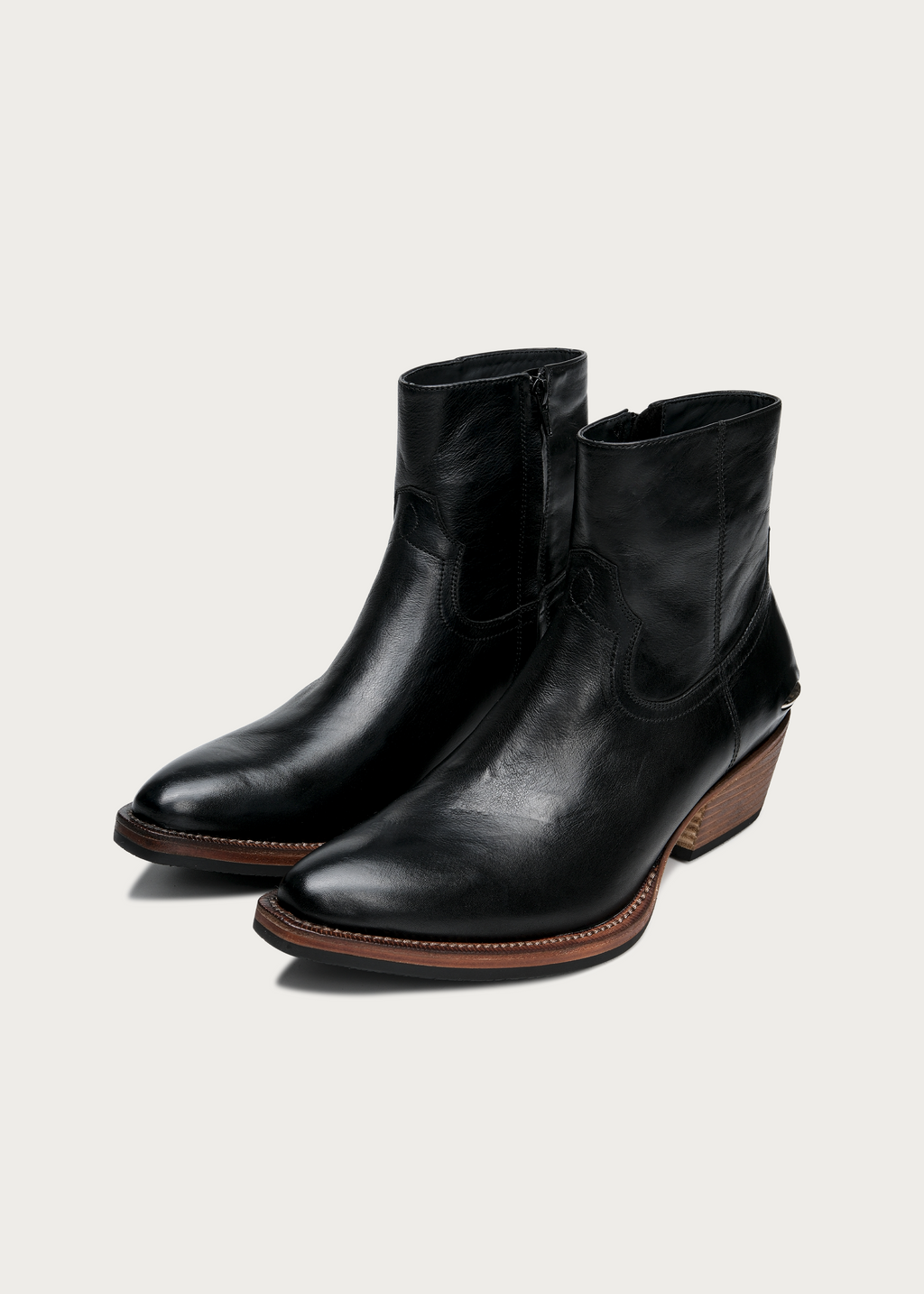 Ashen Leather Ankle Boots Black