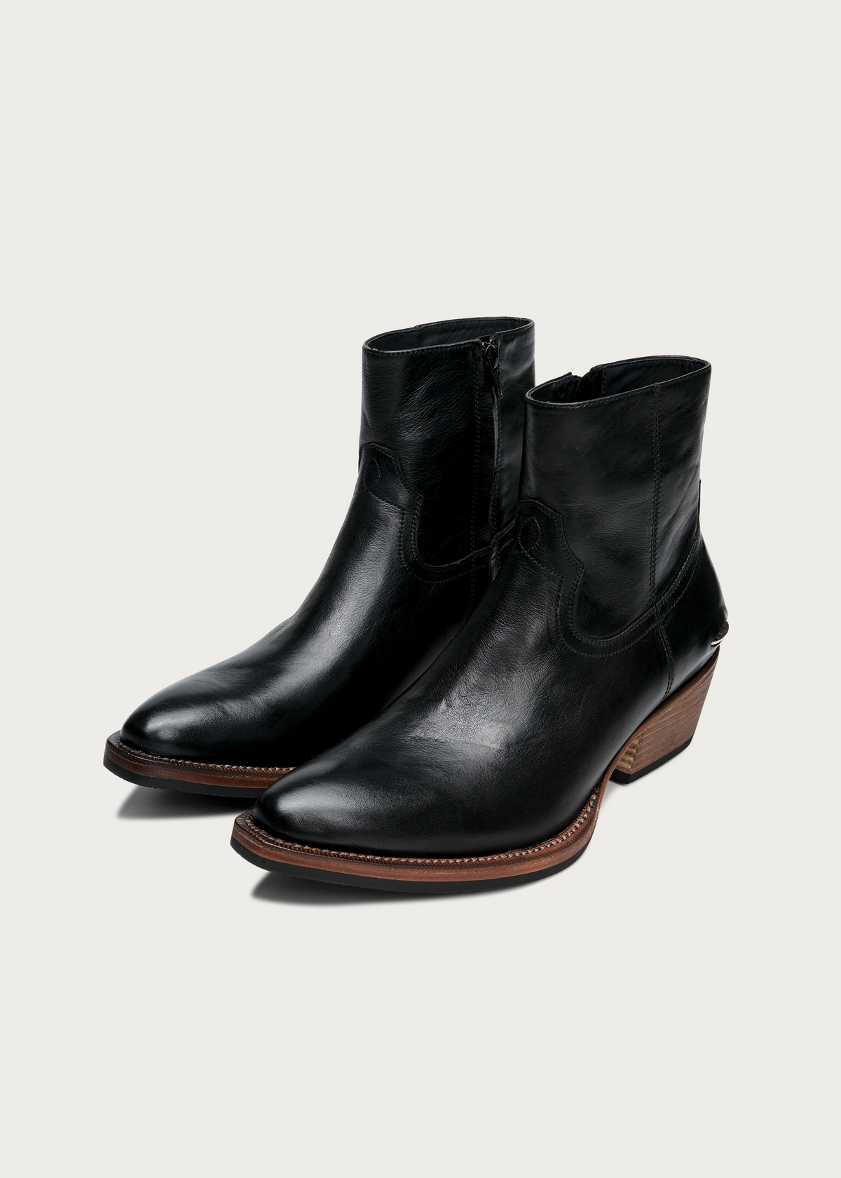 Ashen Leather Ankle Boots Black
