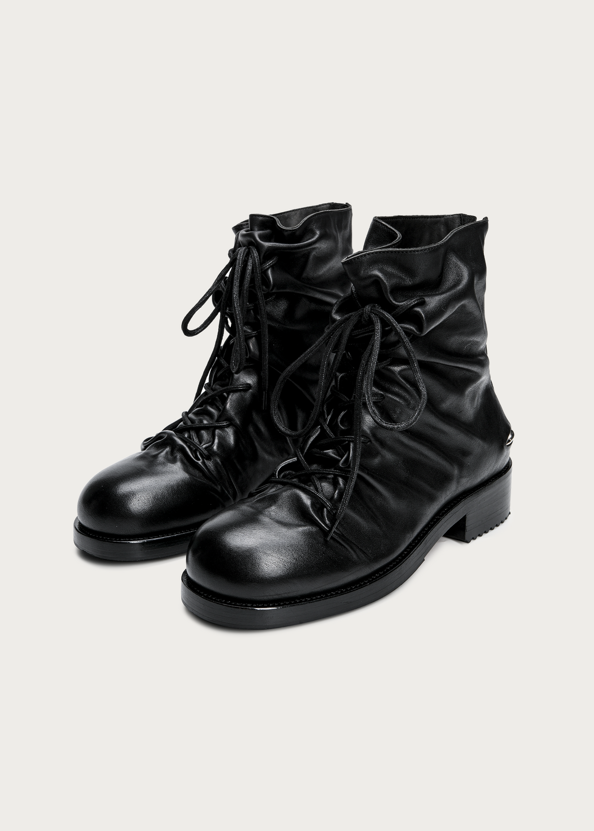 Ravel Ruched Washed-Horsehide Lace-Up Boots