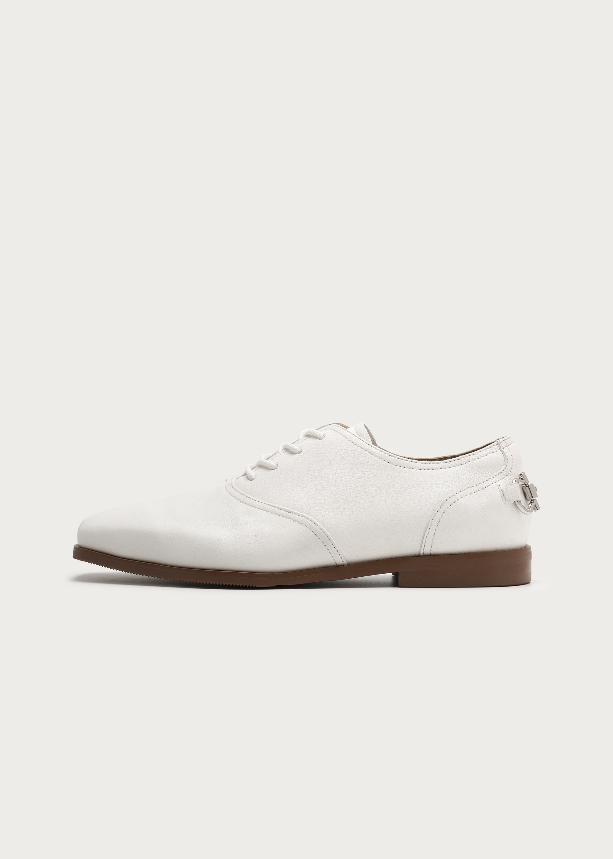 Vesper Metal-Buckle Derby Shoes White