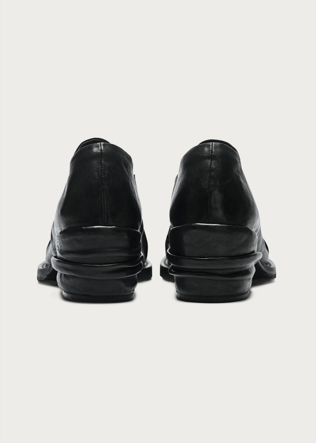 Roux Ruched Distressed Leather Derby Shoes Black