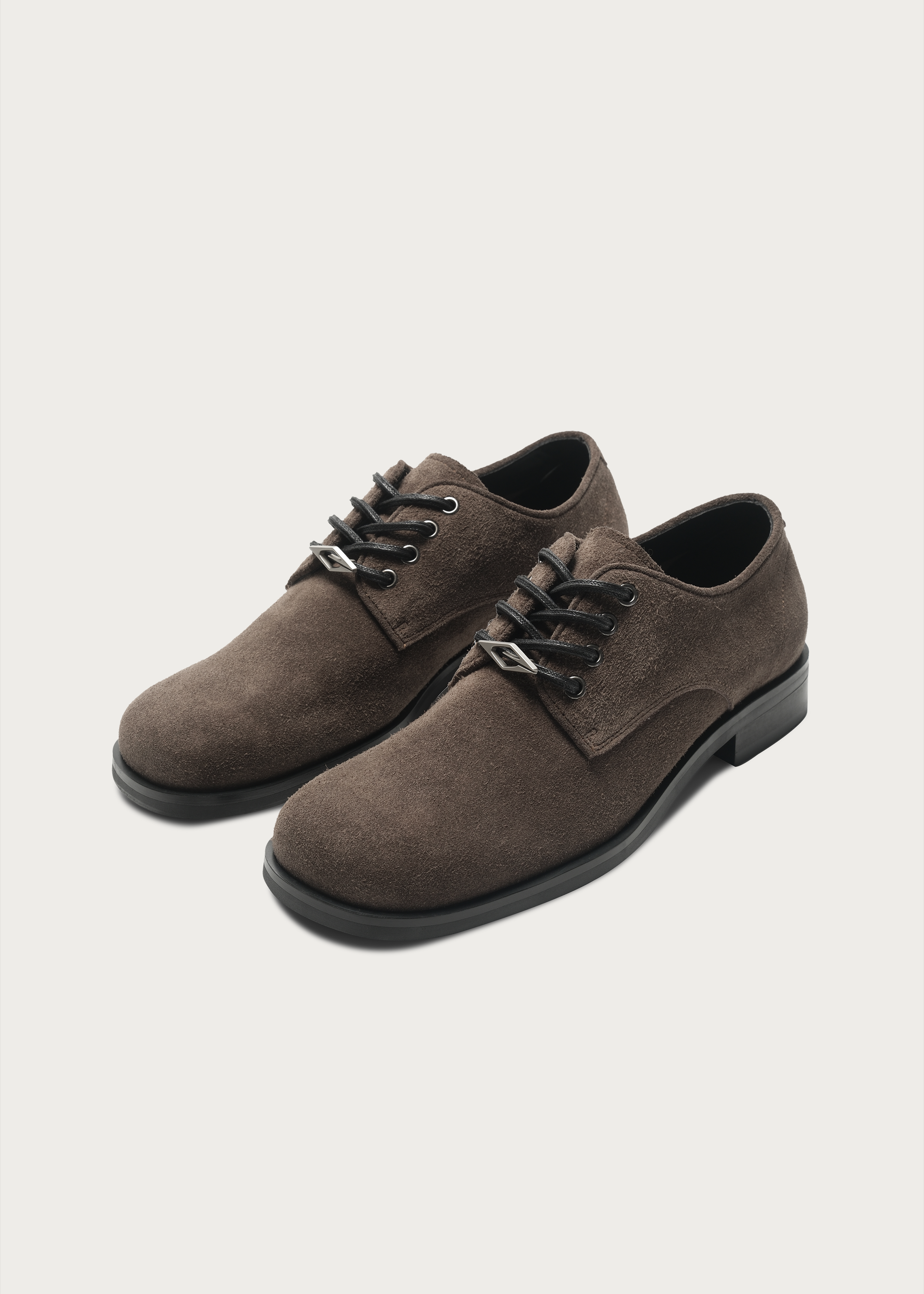 Leather Derby shoes Brownish gray
