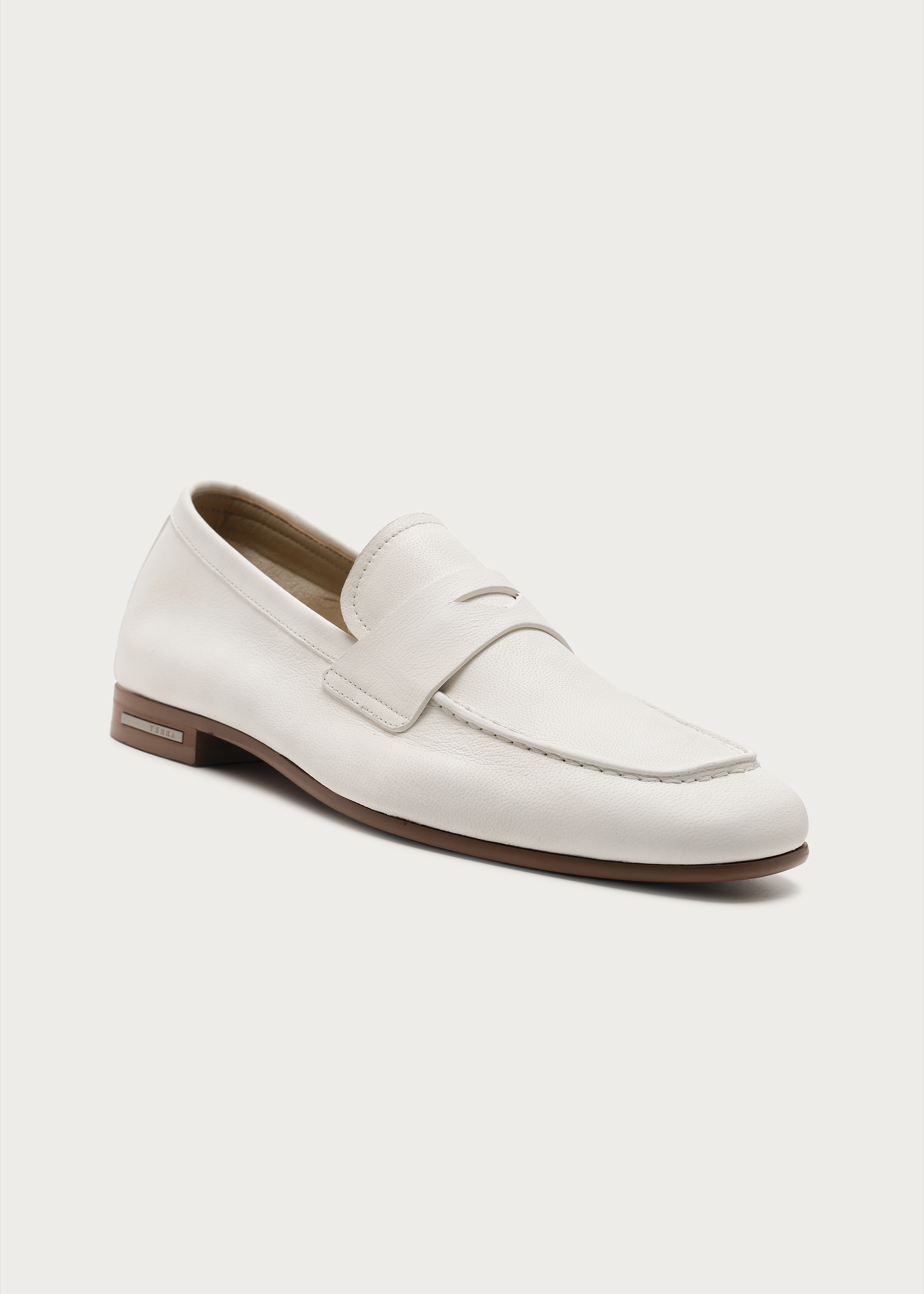Camel leather loafers White