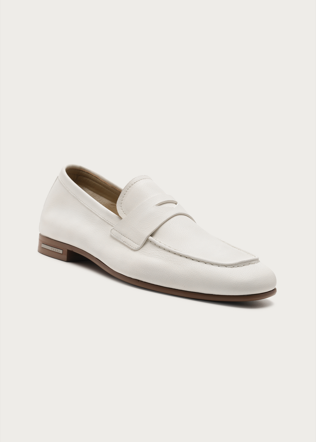 Dune Camel Leather Loafers White