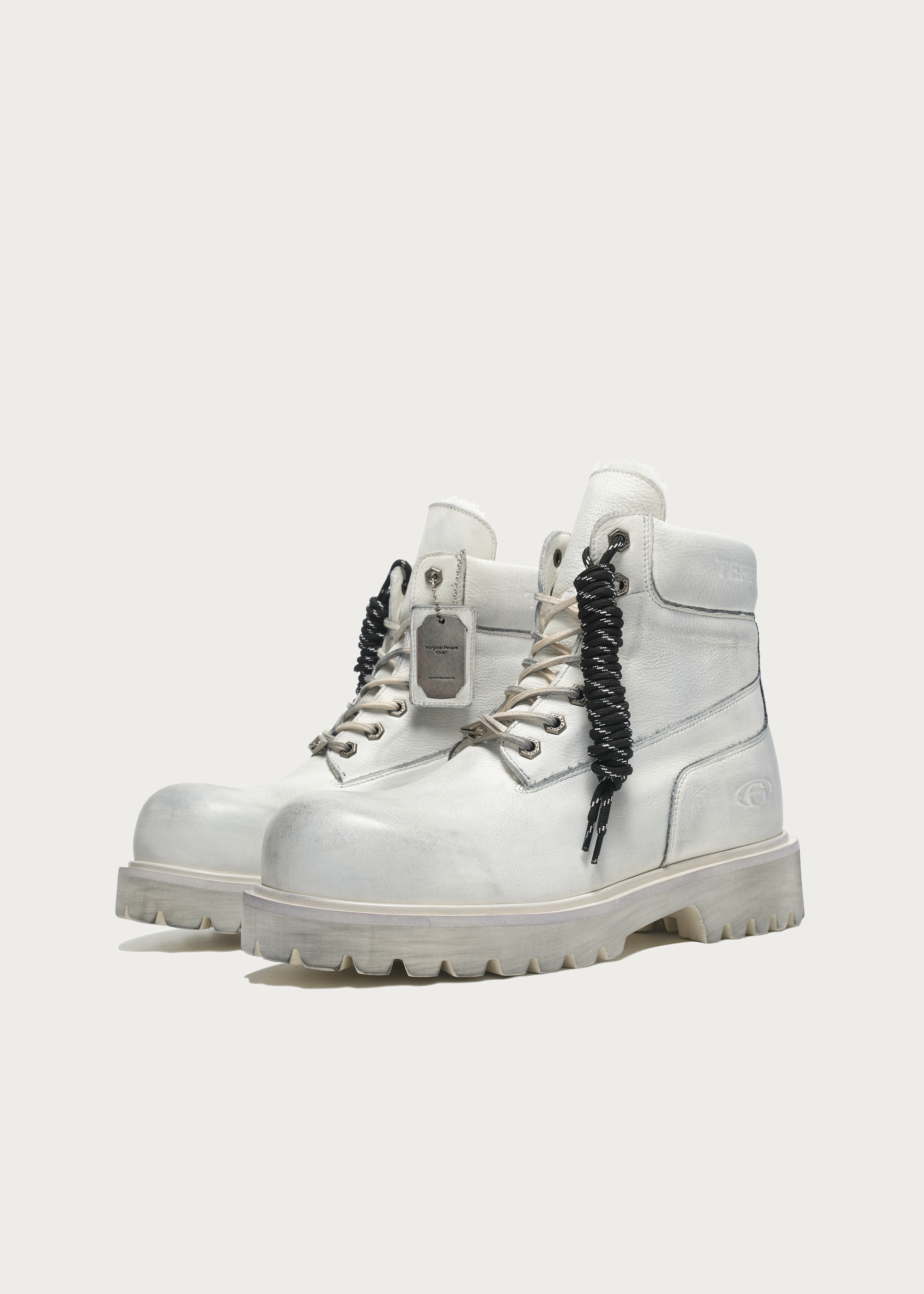 Ridge Cowhide Workwear Boots Dirty white（Fleece-lined）