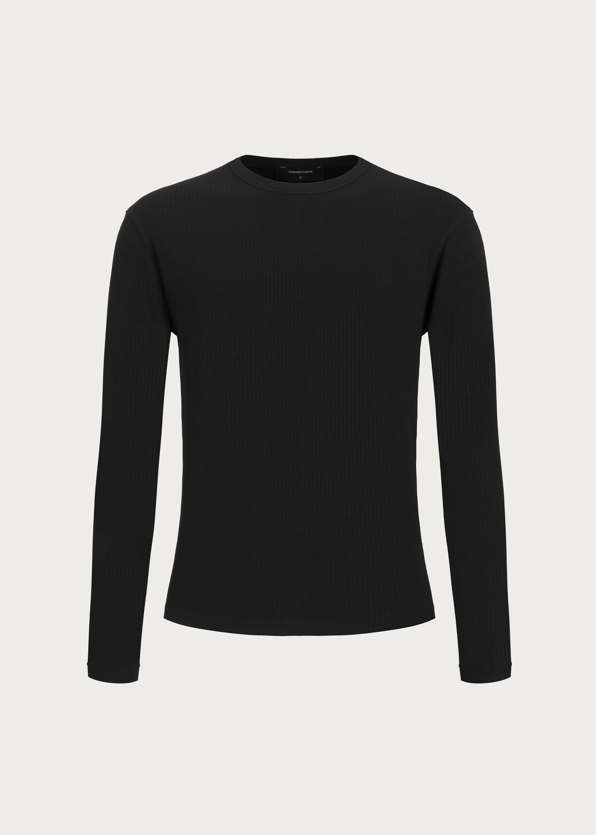 Stretchy Crew-Neck Long-Sleeve Base Layer T-Shirt Black
