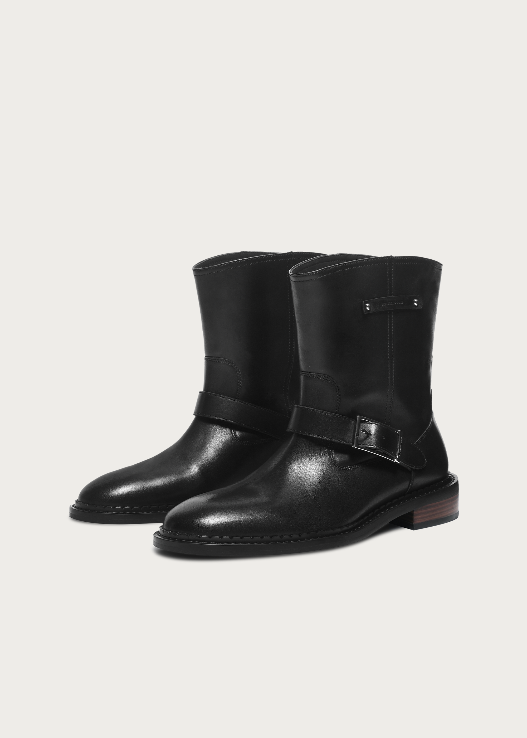 Ankle boots Wood-grain heel Black