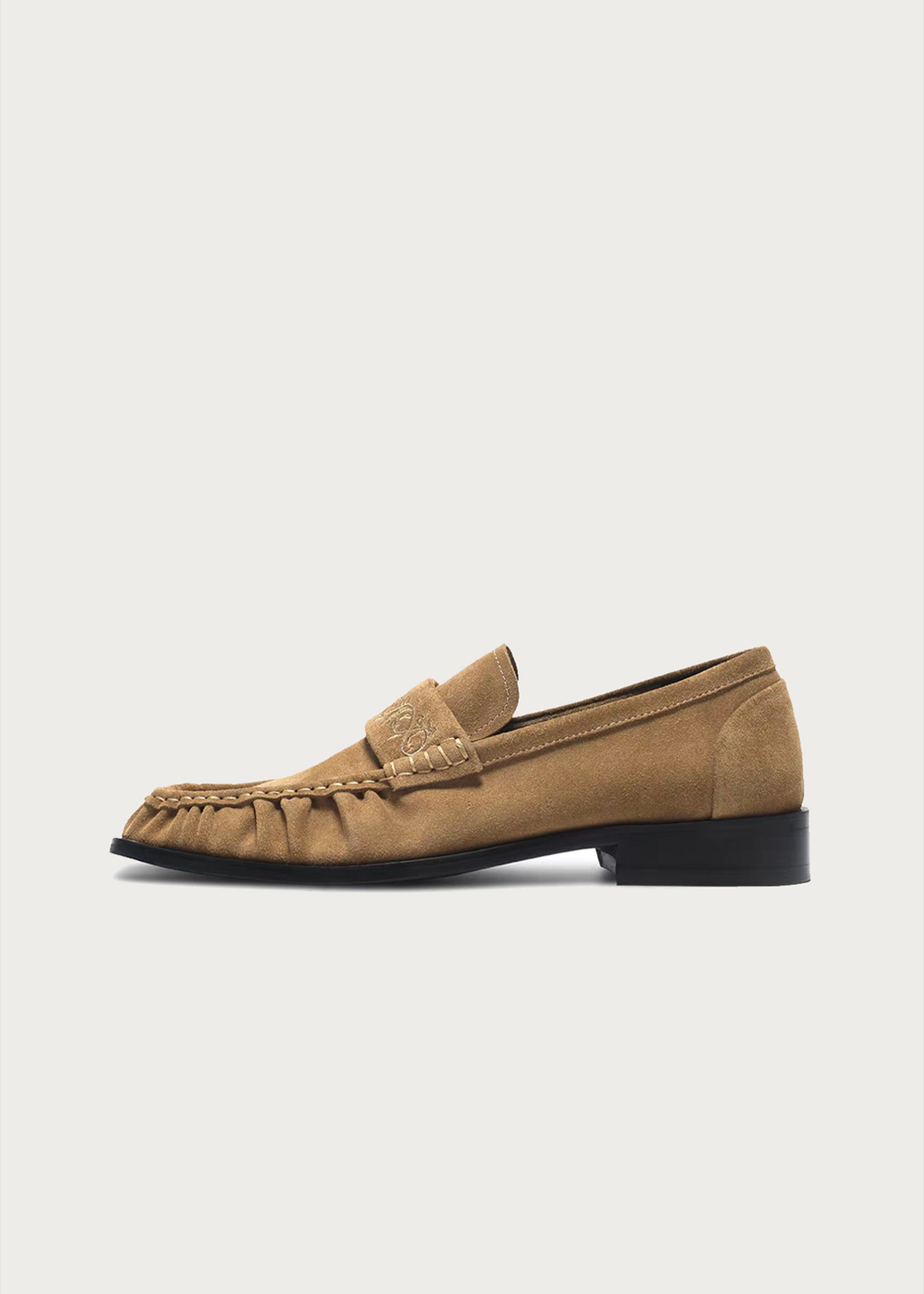 Vine Square-Toe Engraved Leather Loafers Khaki Brown | TERRAINCOGNITA