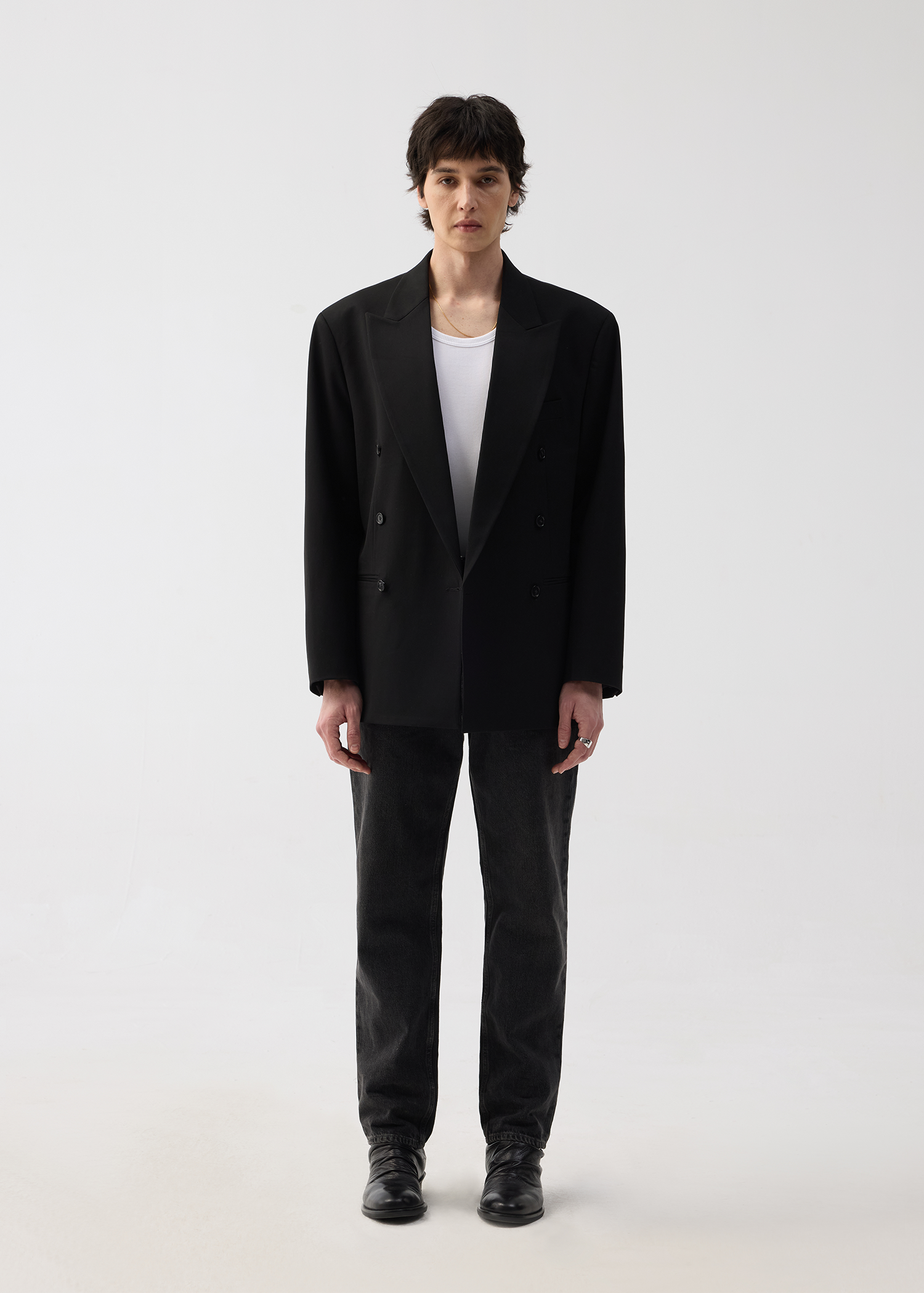Notch lapel suit blazer Black
