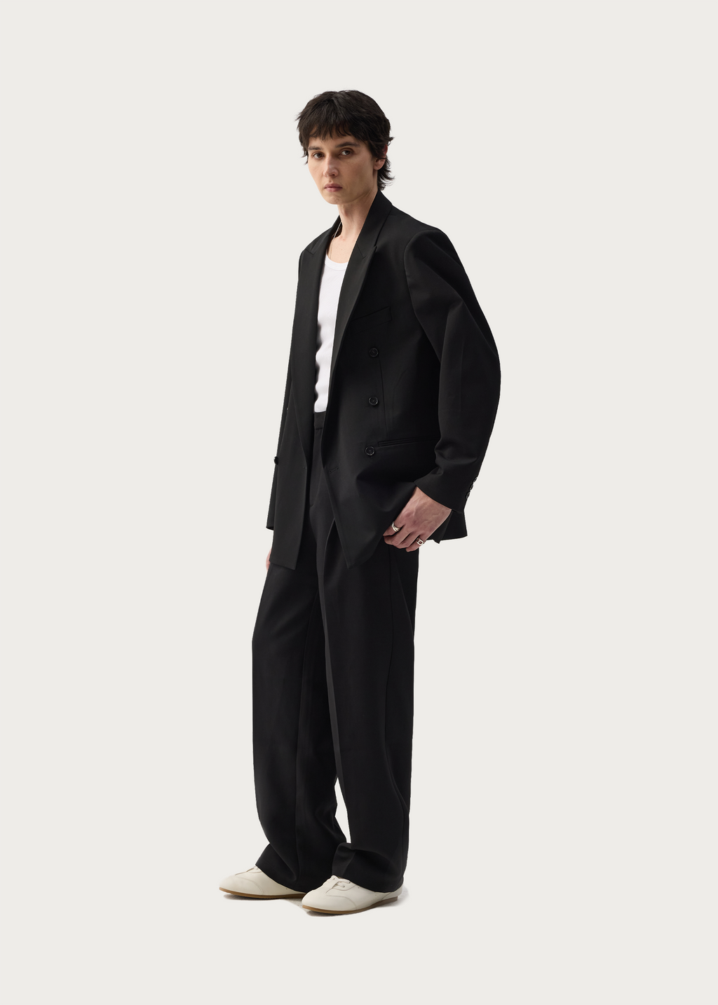 Notch Lapel Suit Blazer Black