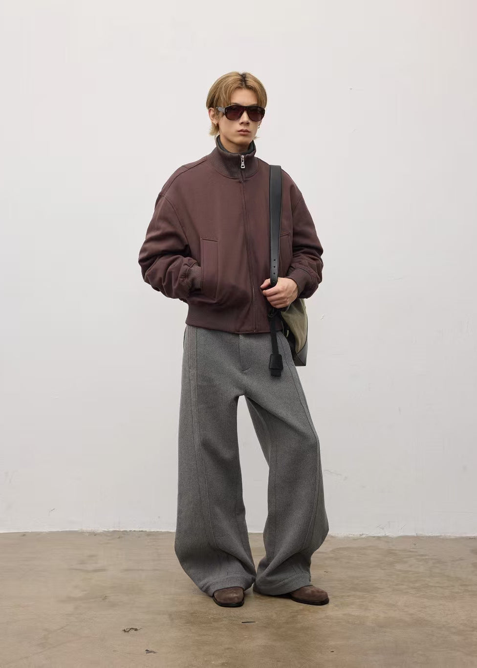 Down Jacket 90 White-Duck-Down Stand-Collar Brown