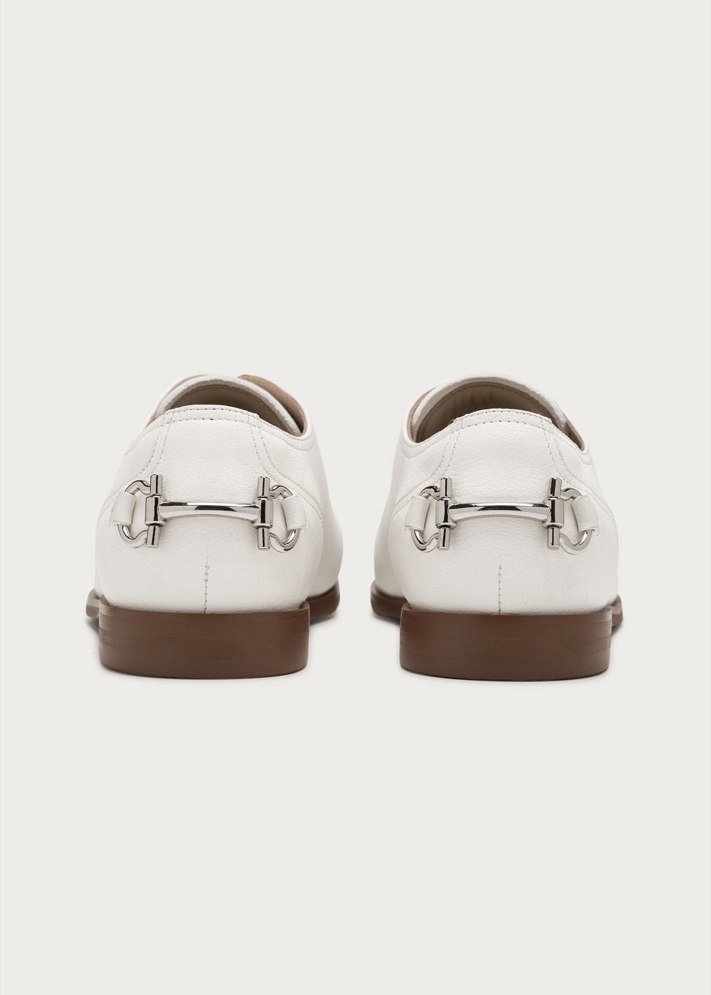 Vesper Metal-Buckle Derby Shoes White