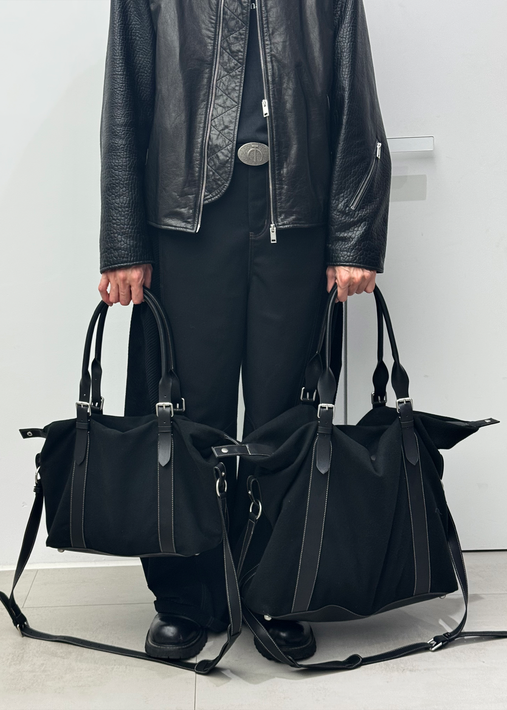 Suede and Leather Patchwork Shoulder Crossbody Bag