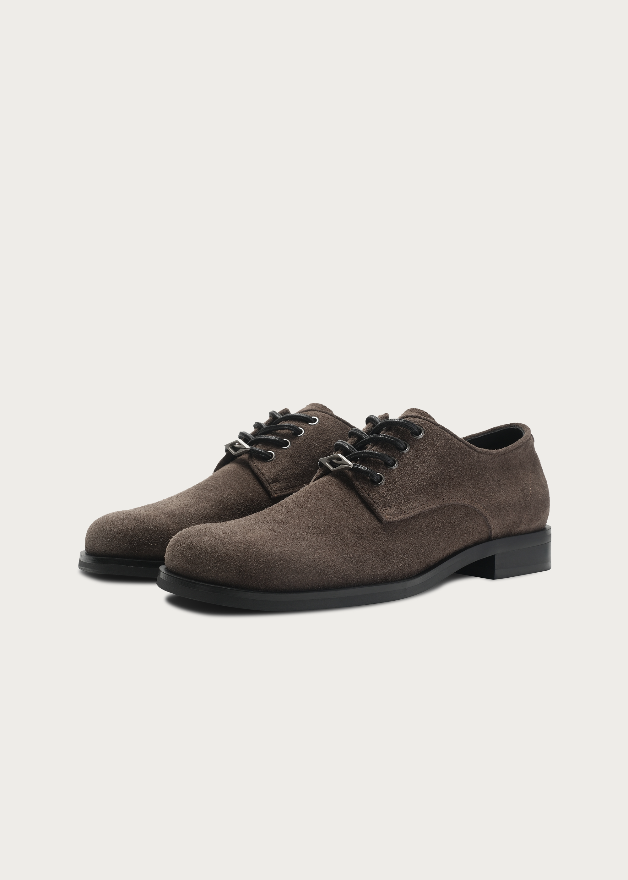 Leather Derby shoes Brownish gray