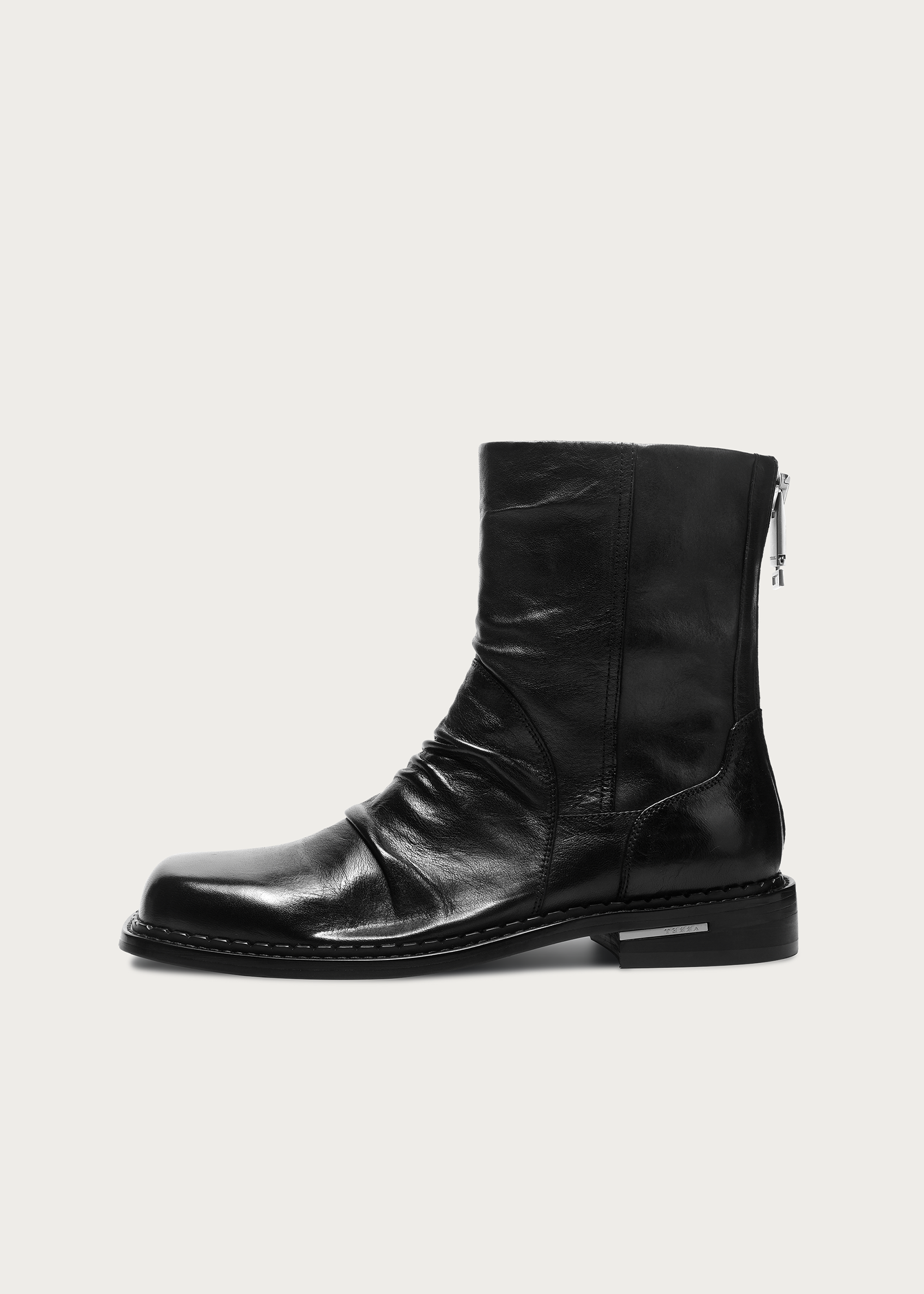Square-toe Wrinkle Washed-horsehide Ankle boots