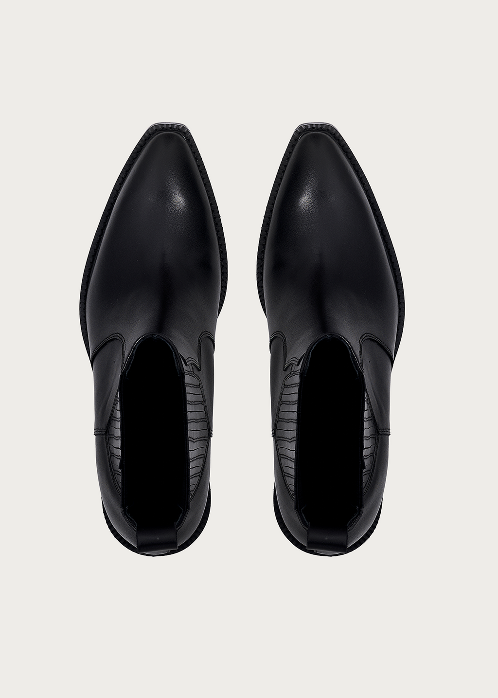 Pointed-Toe Calfskin Chelsea Boots Obsidian Black