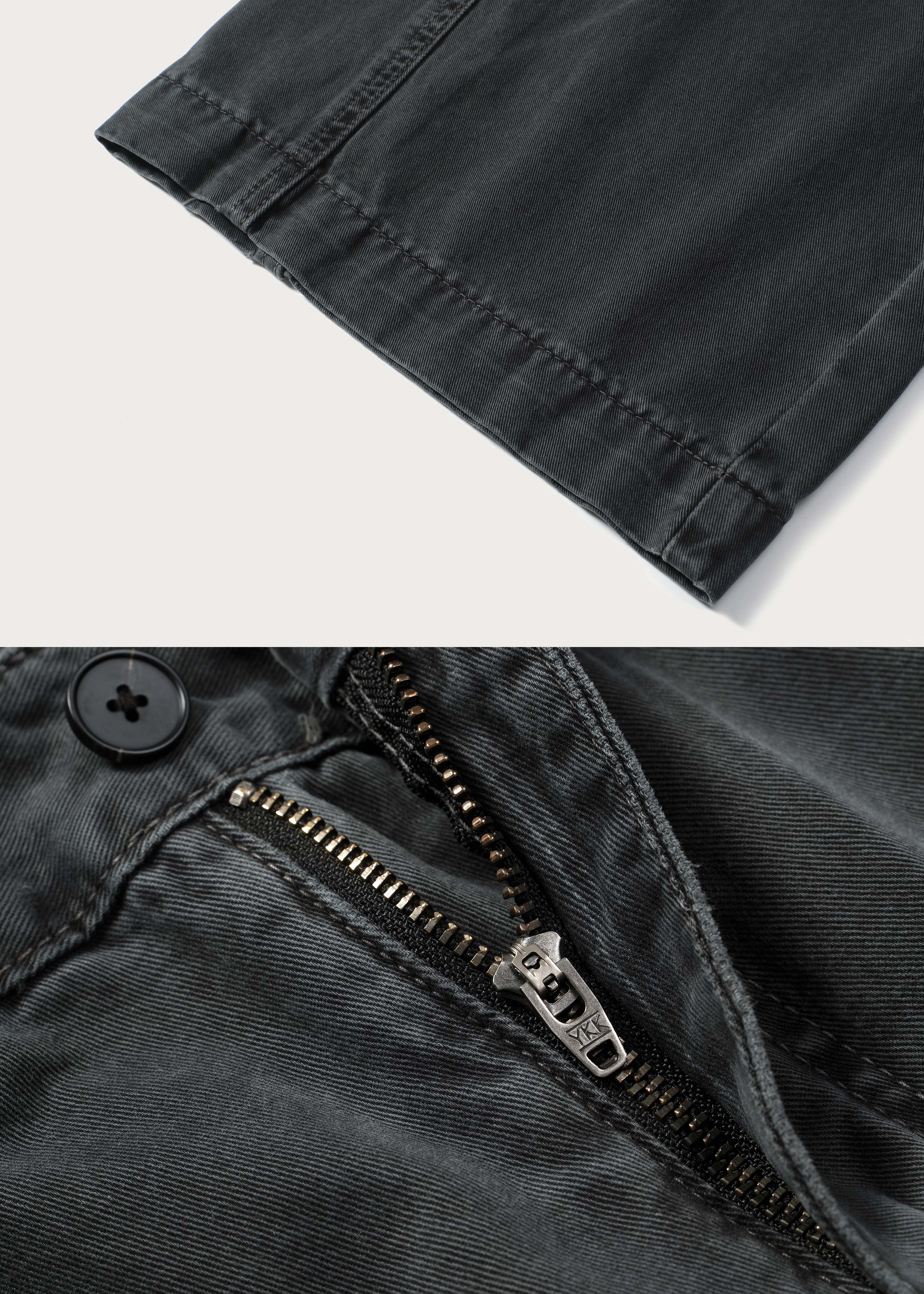 Washed Twill Denim Jeans with Belt Dark Green