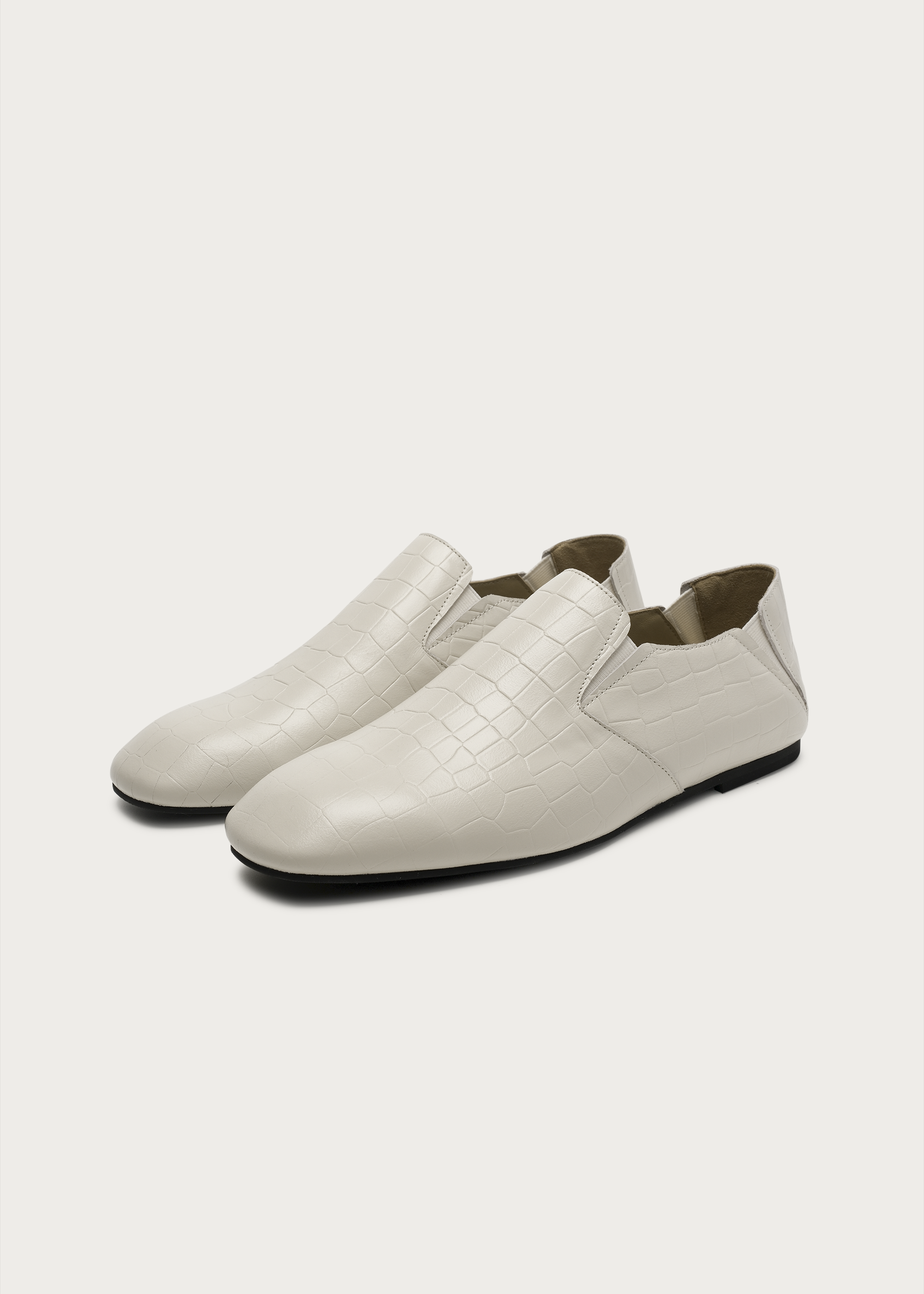 Slip-on Embossed leather loafers White