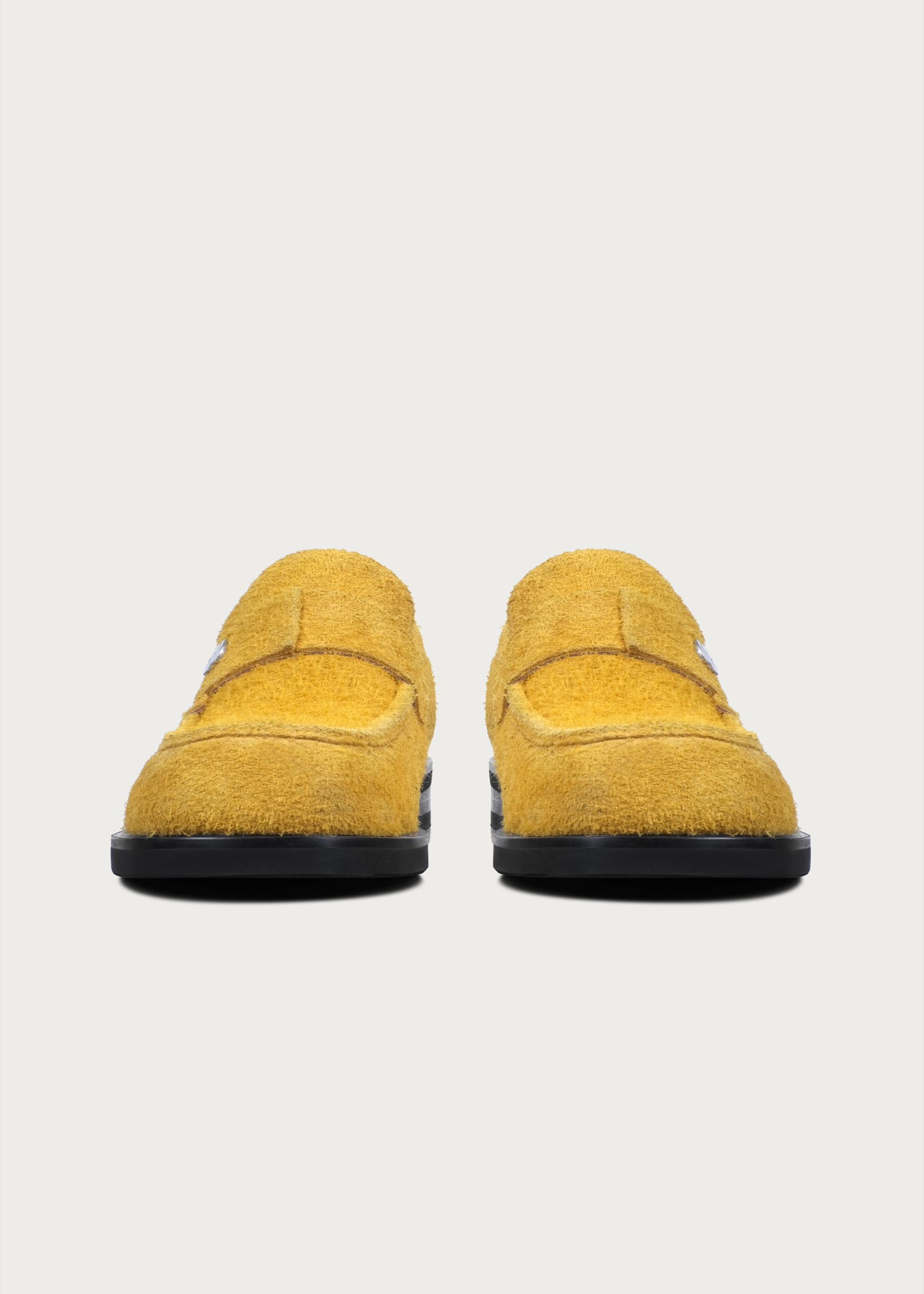 Button Suede Loafers Yellow