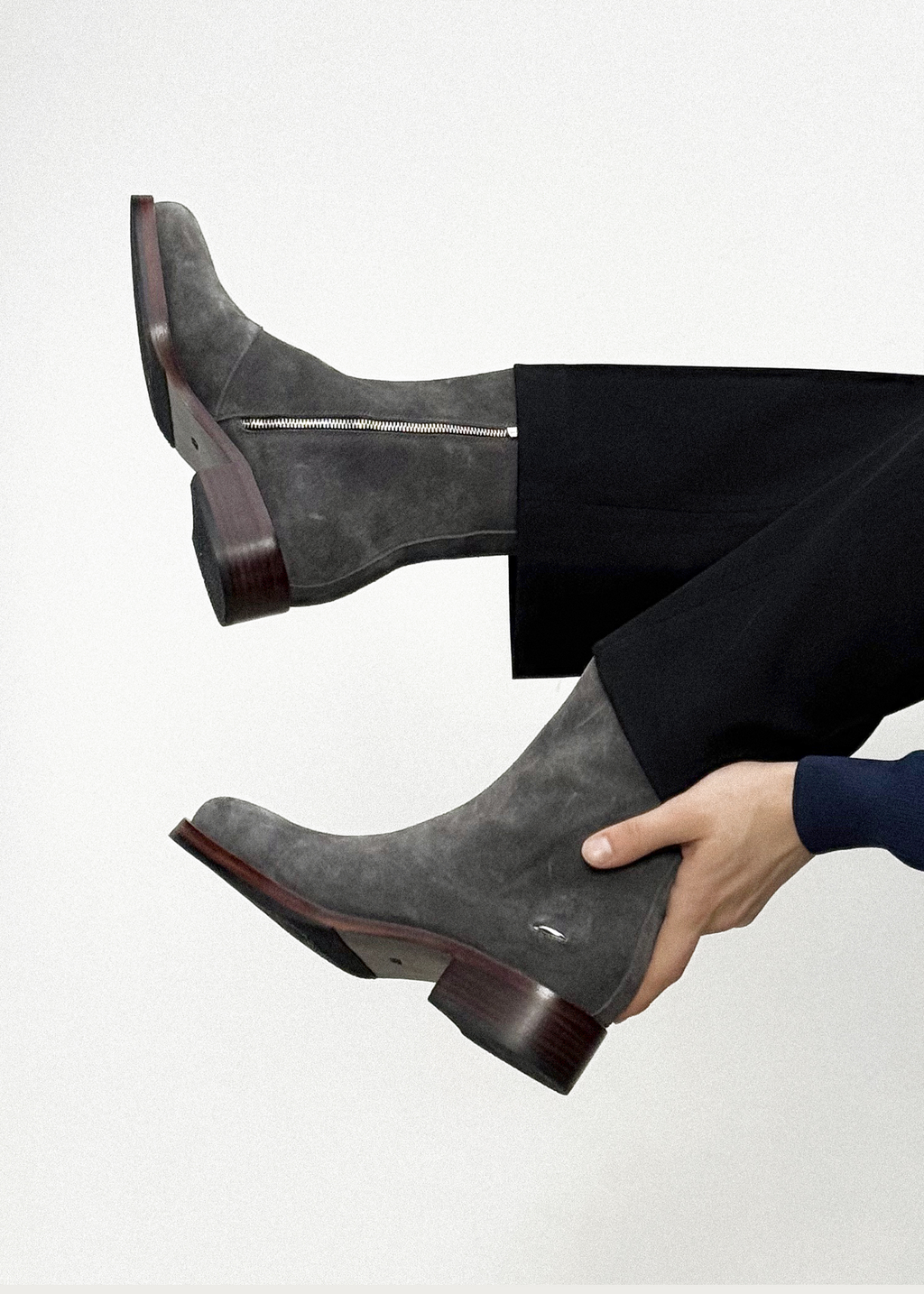 Cinder Suede Ankle Boots Gray
