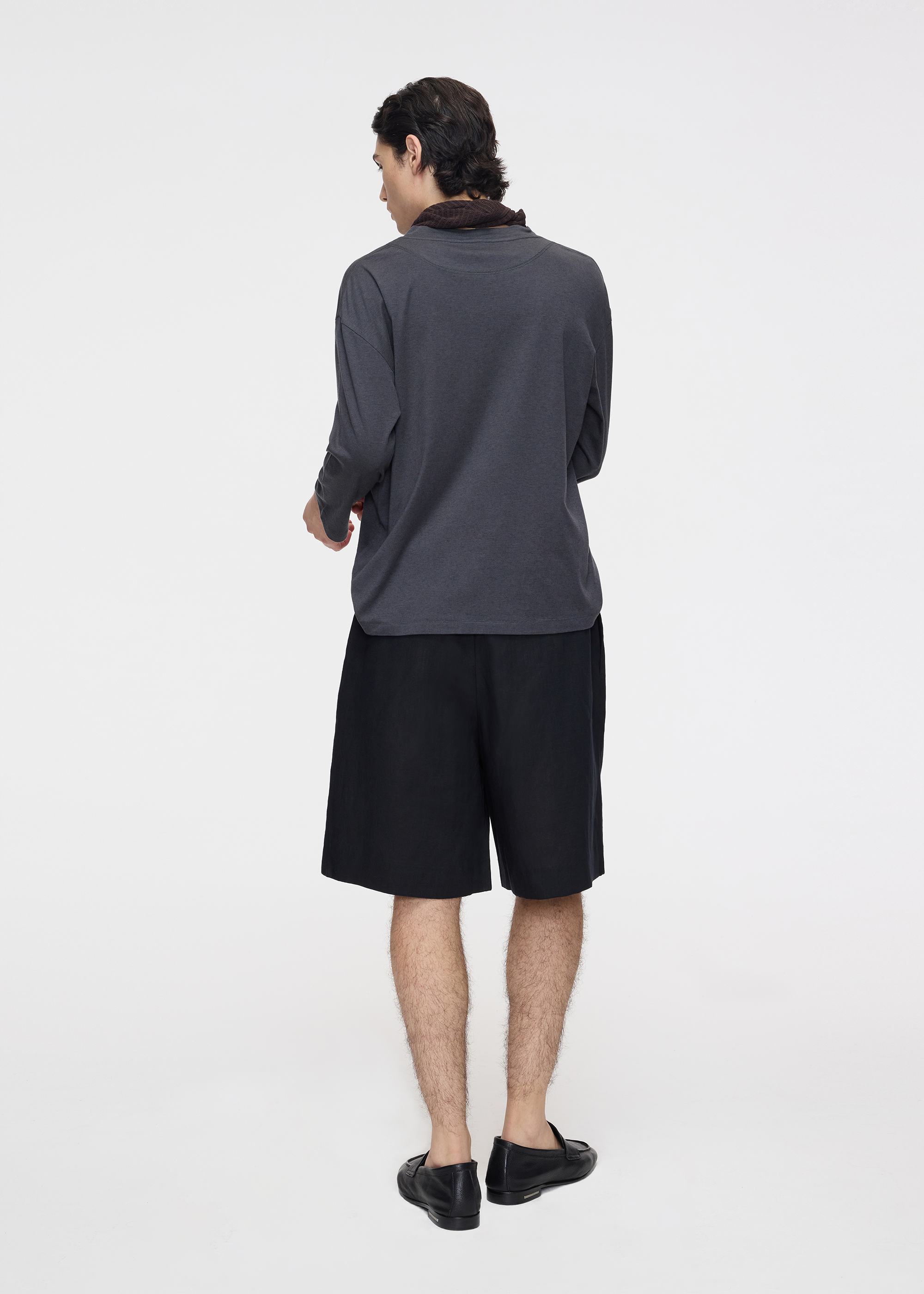 Three-quarter sleeve crew-neck T-shirt Grey