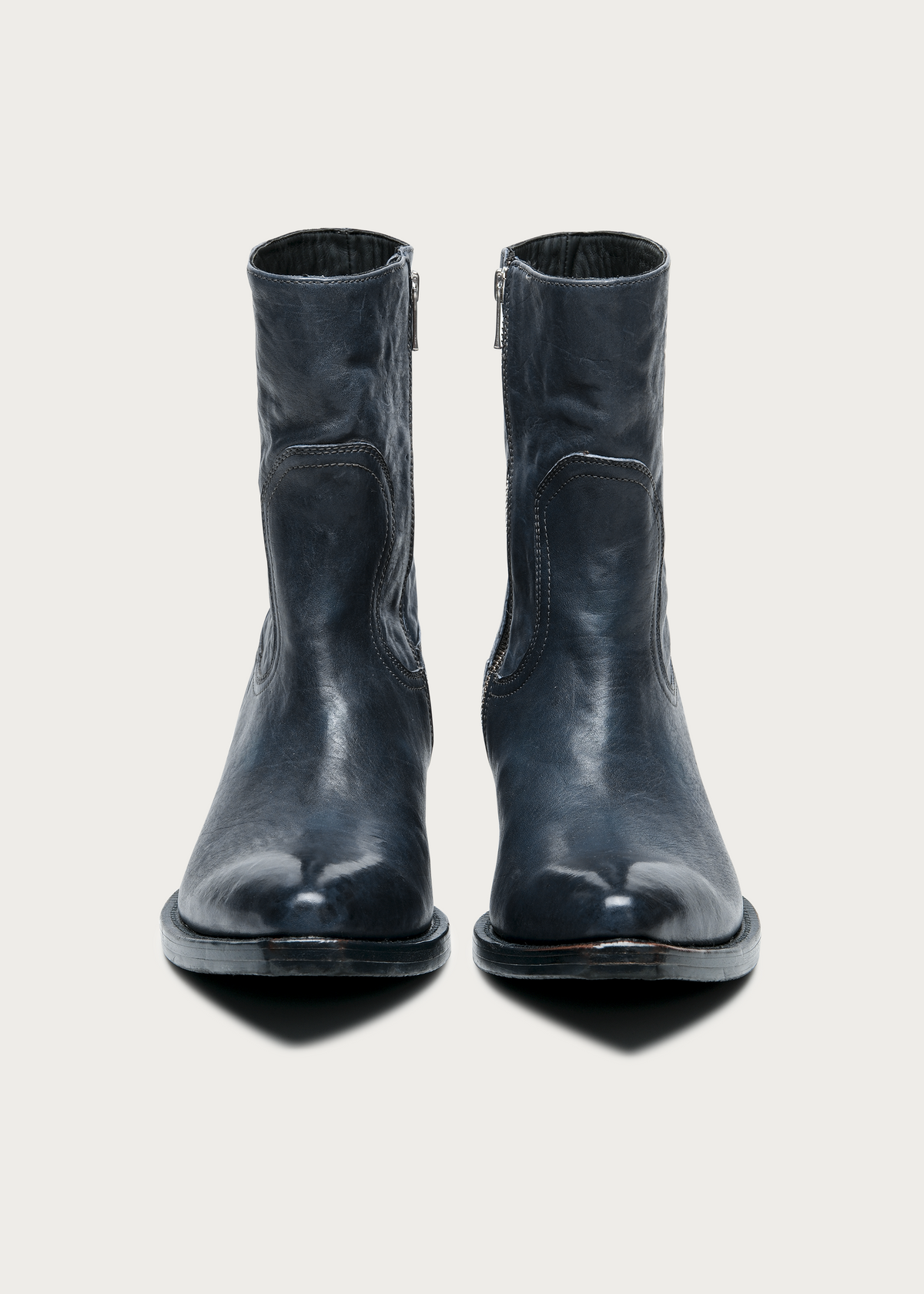 Ashen II Leather Boots Gray-Blue