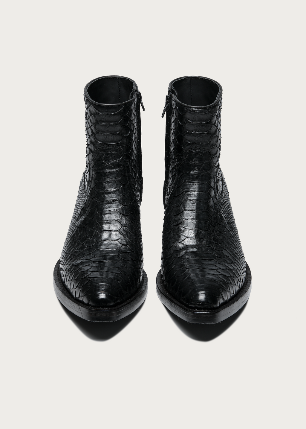 Ashen Python Leather Ankle Boots