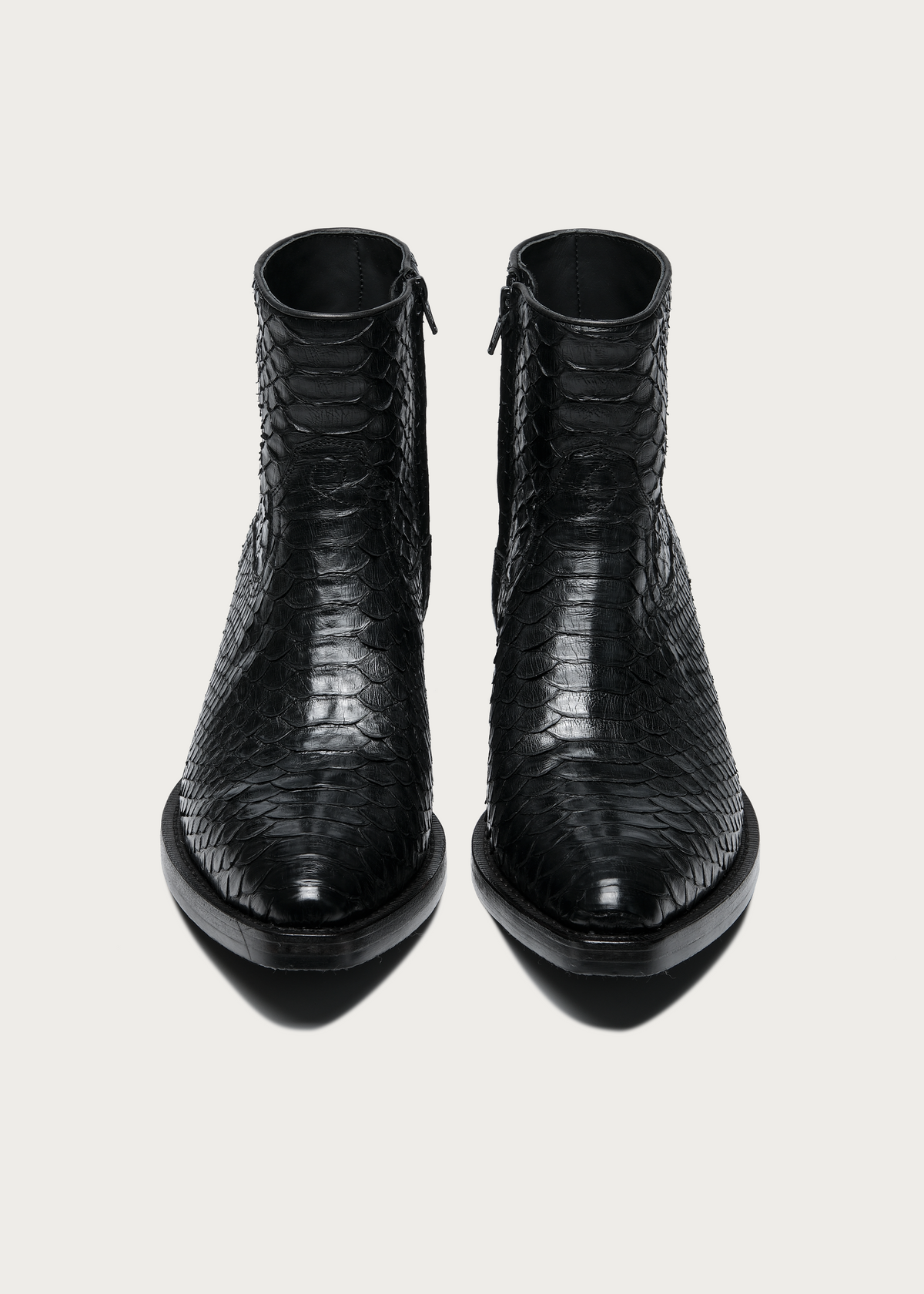 Ashen Python Leather Ankle Boots