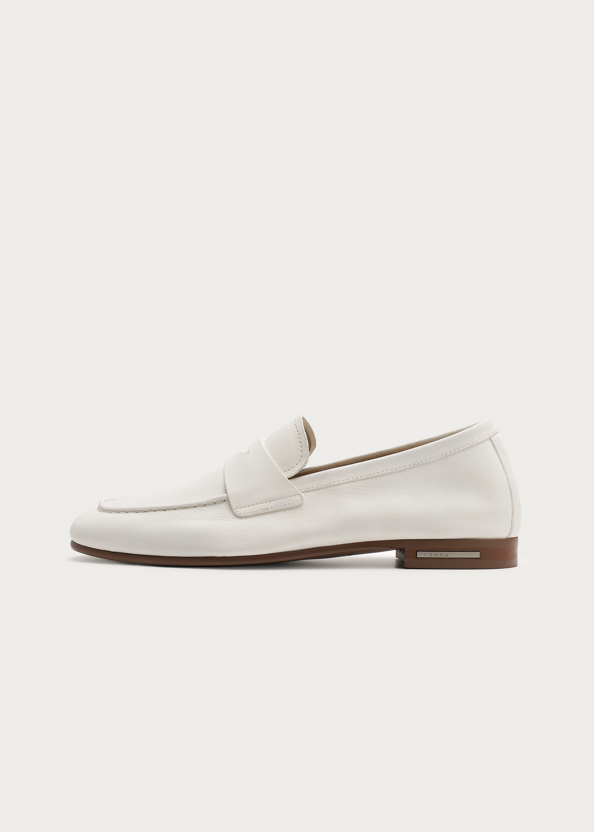 Dune Camel Leather Loafers White