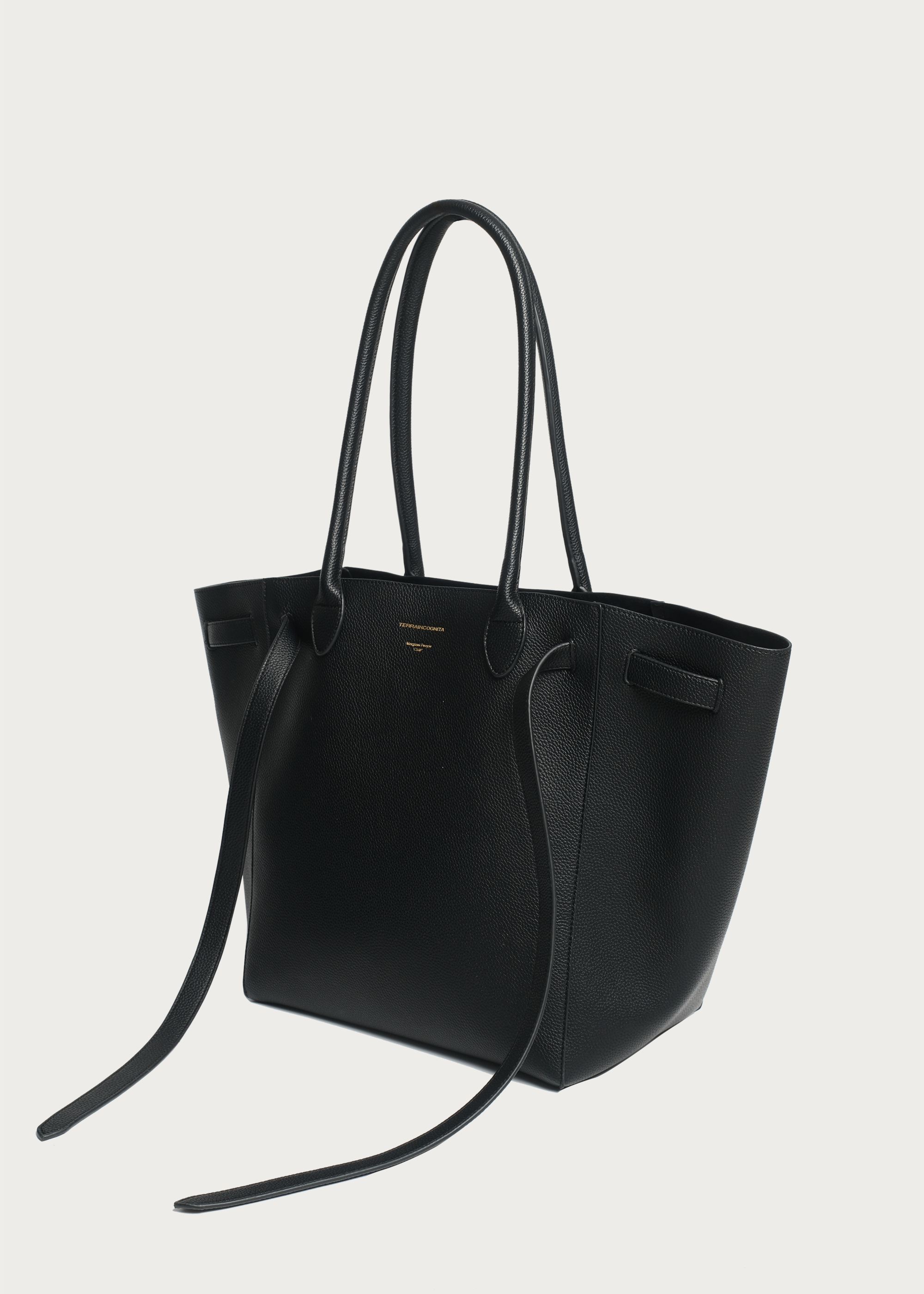 Lychee-Grain Microfiber Leather Large-Capacity Tote Bag Black