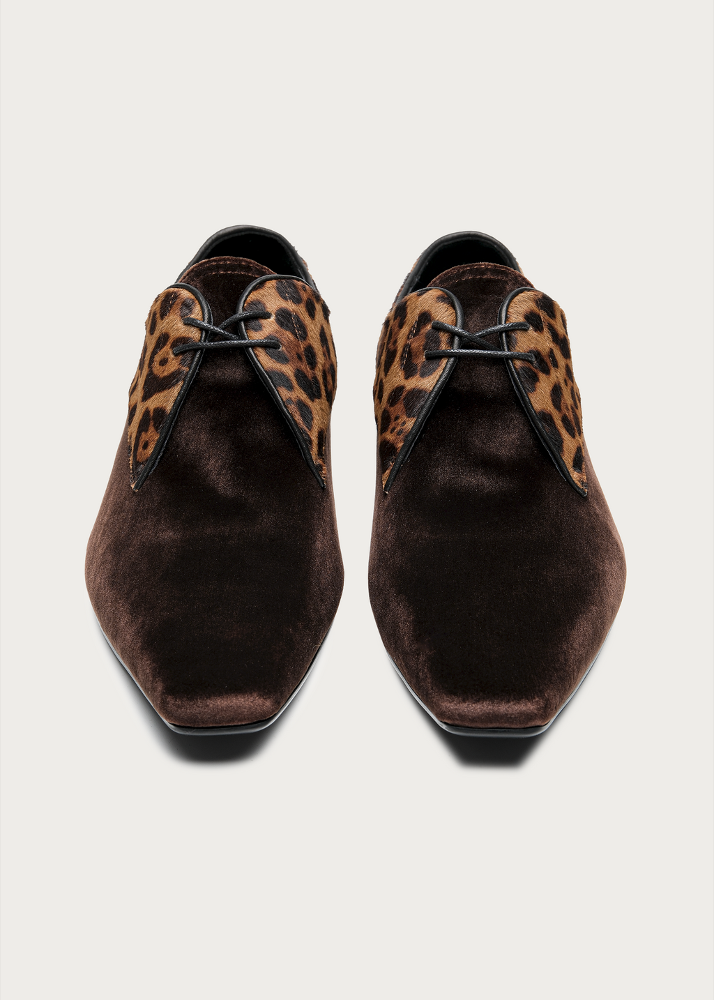 Veyl Chisel-Toe Leopard-Print Calf Hair Derby Shoes
