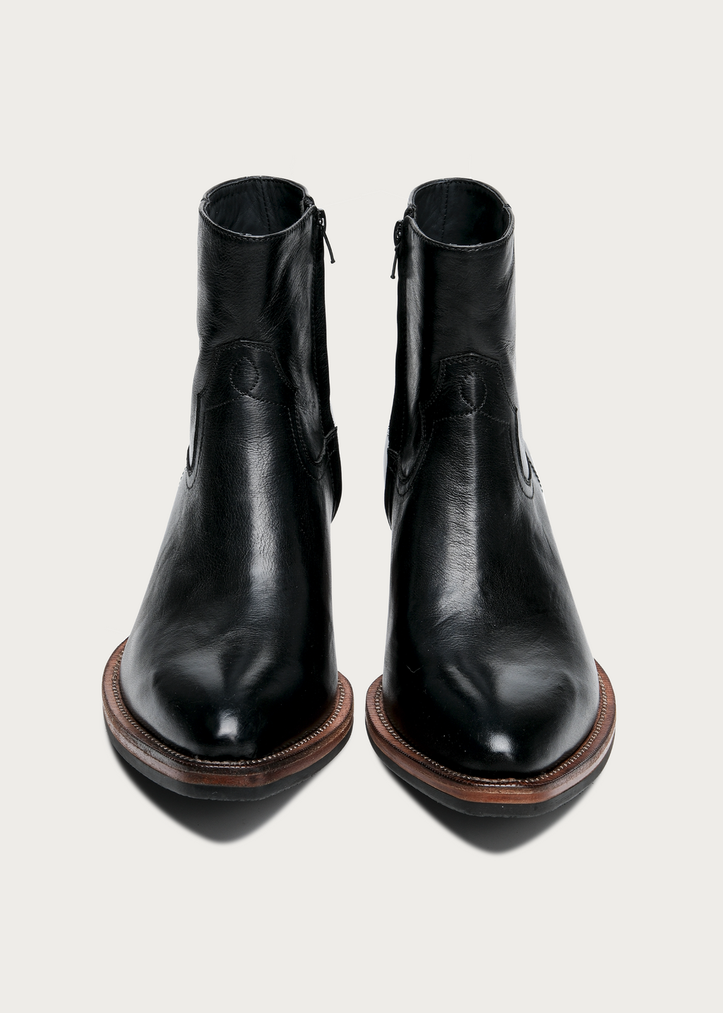 Ashen Leather Ankle Boots Black