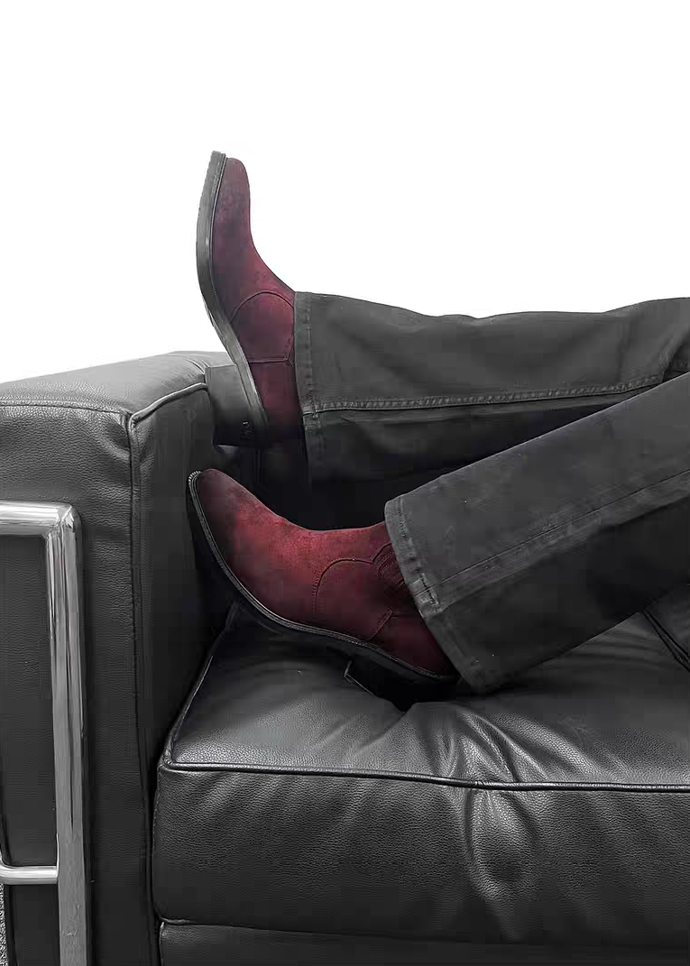 Chelsea boots Pointed-toe Velvet Garnet red