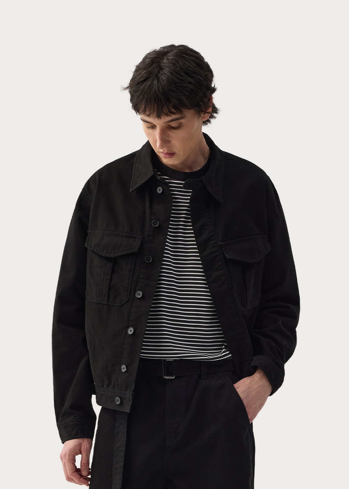 Twill Washed Denim Jacket Black