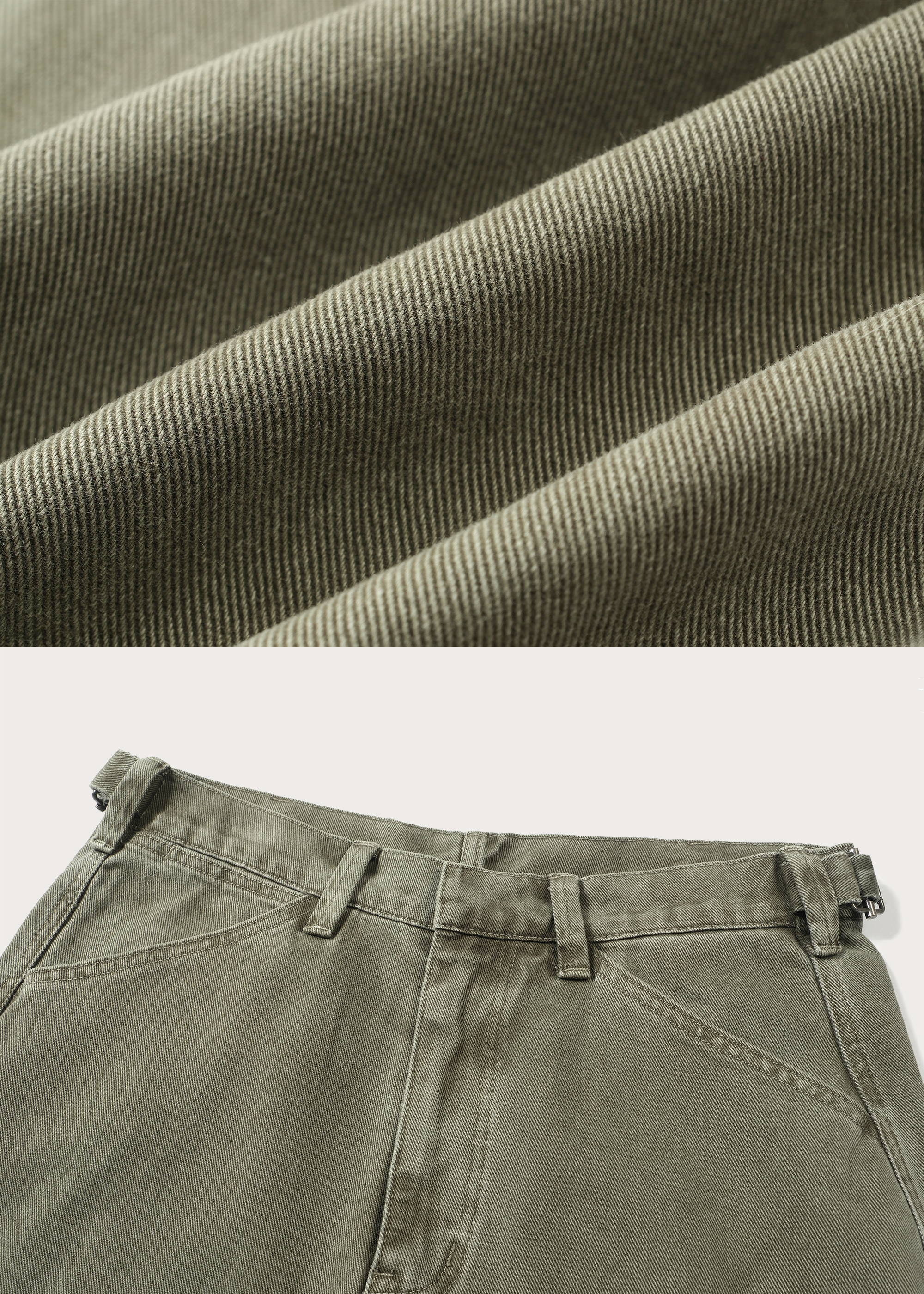 Loose-fitting jeans with an adjustable waistband Green