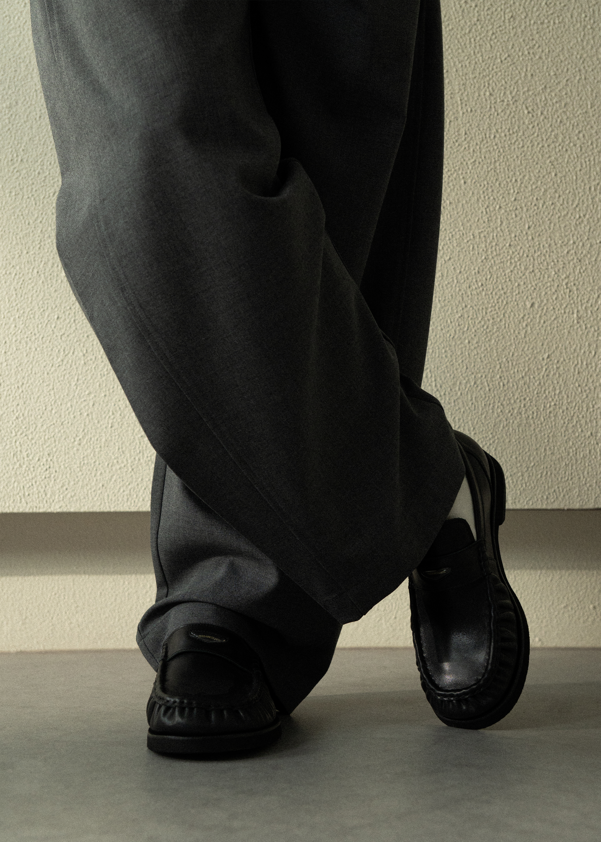 Milled Leather Loafers Black
